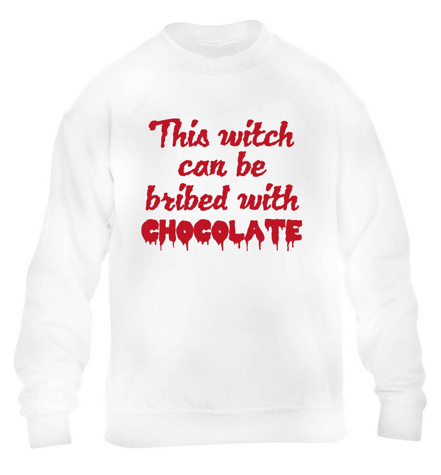This witch can be bribed with chocolate children's white sweater 12-13 Years