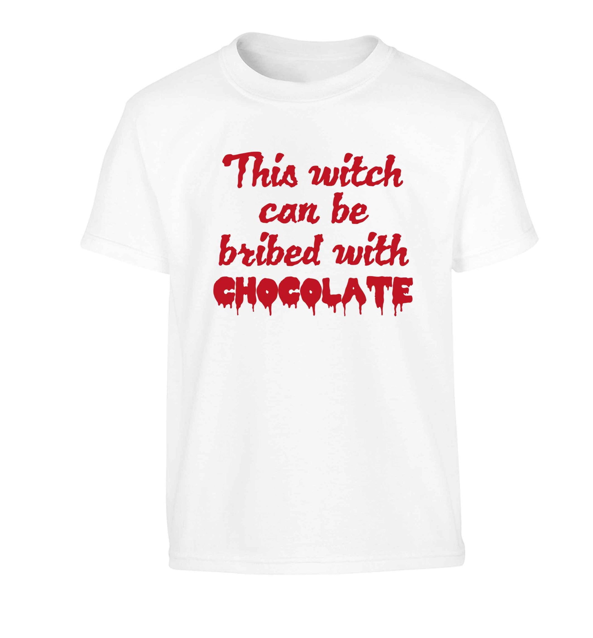 This witch can be bribed with chocolate Children's white Tshirt 12-13 Years