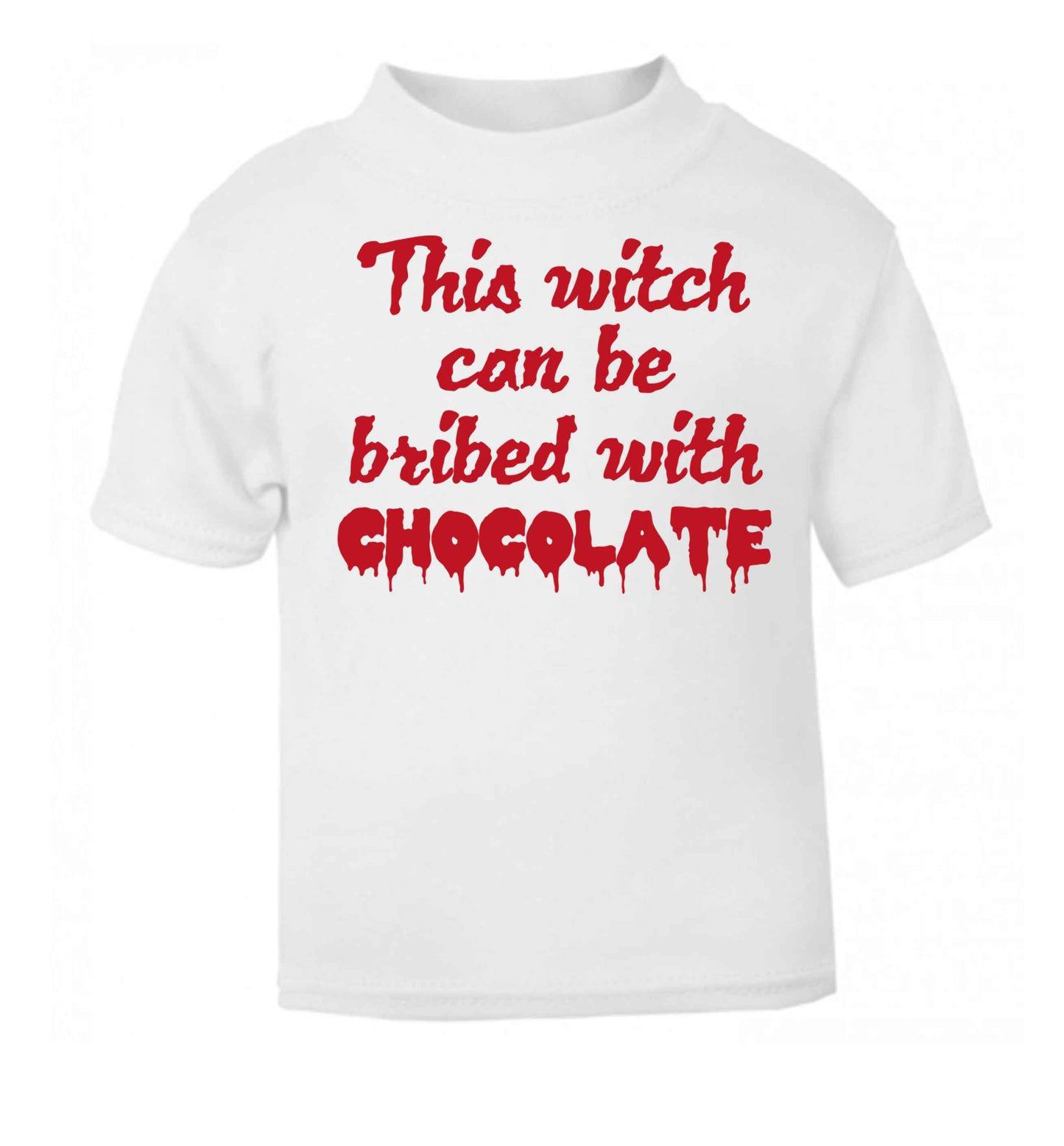 This witch can be bribed with chocolate white baby toddler Tshirt 2 Years