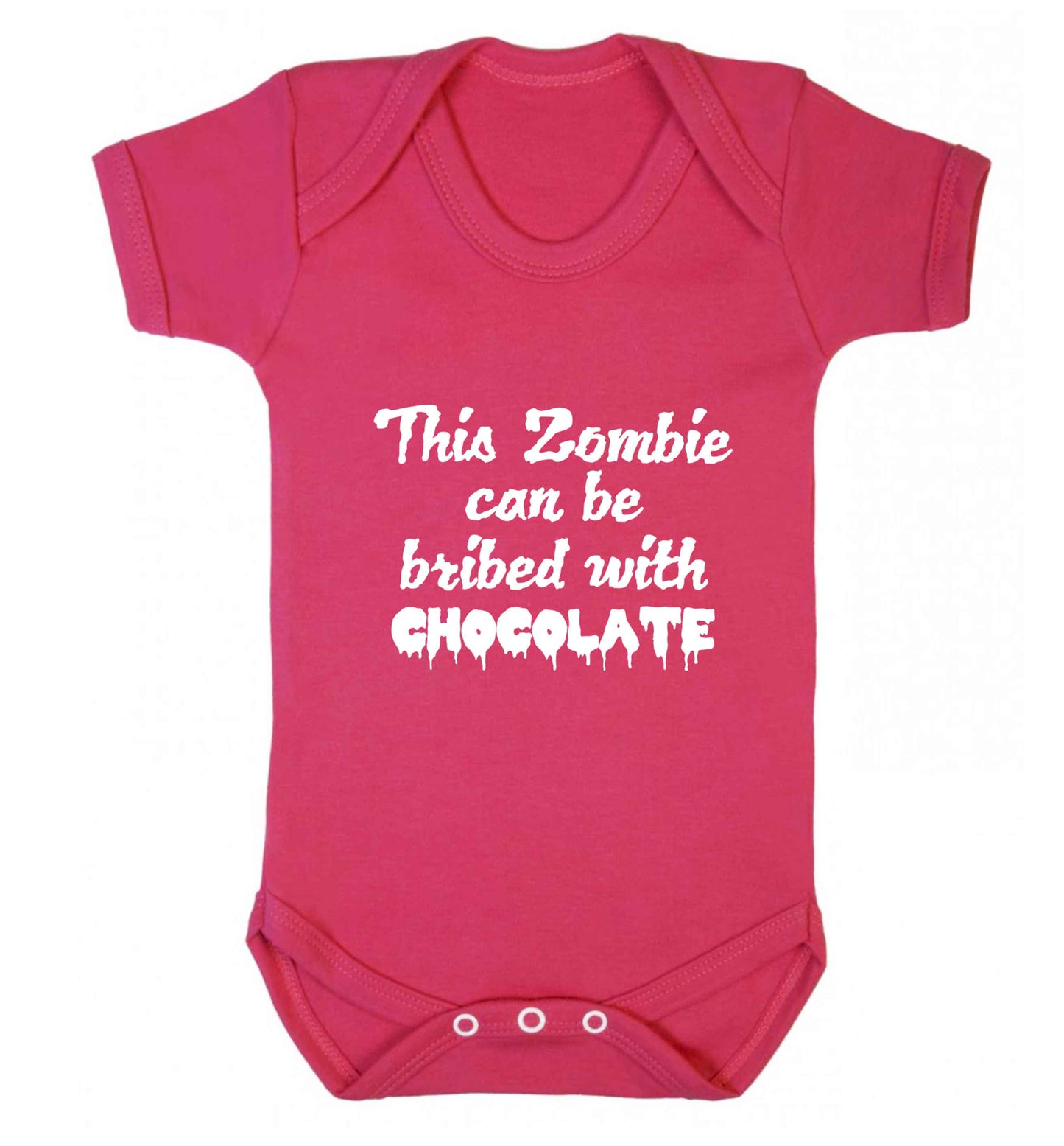 This zombie can be bribed with chocolate baby vest dark pink 18-24 months