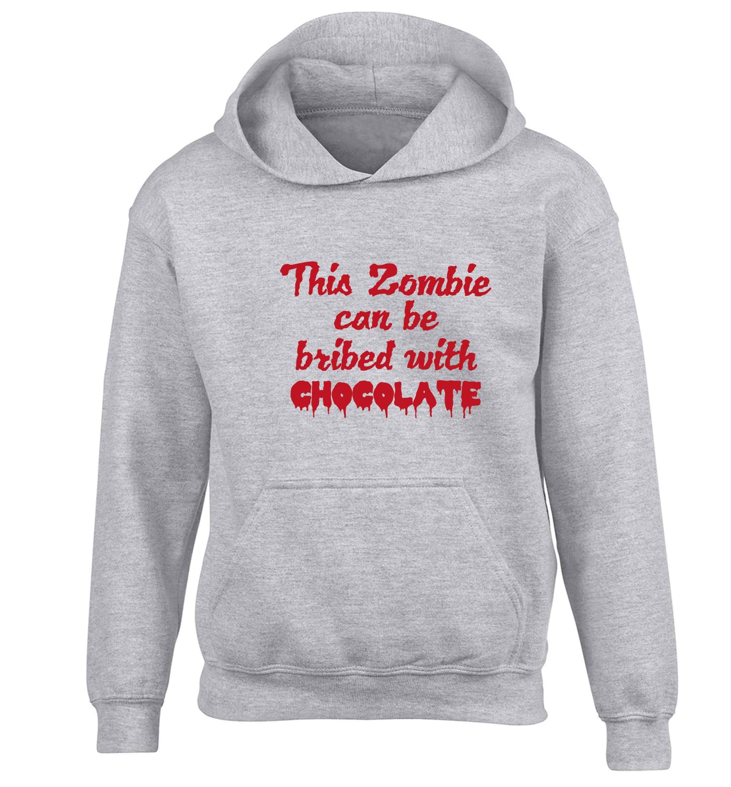 This zombie can be bribed with chocolate children's grey hoodie 12-13 Years