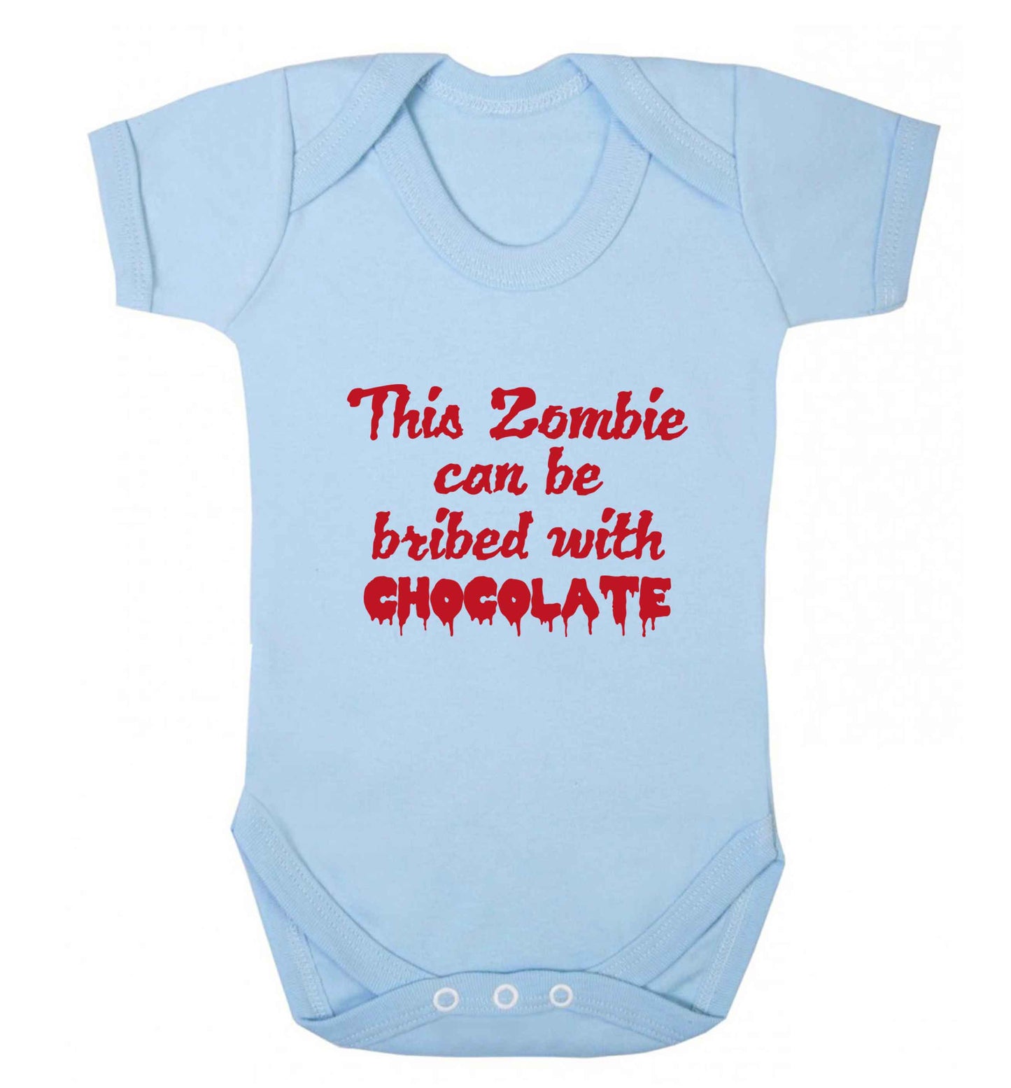 This zombie can be bribed with chocolate baby vest pale blue 18-24 months