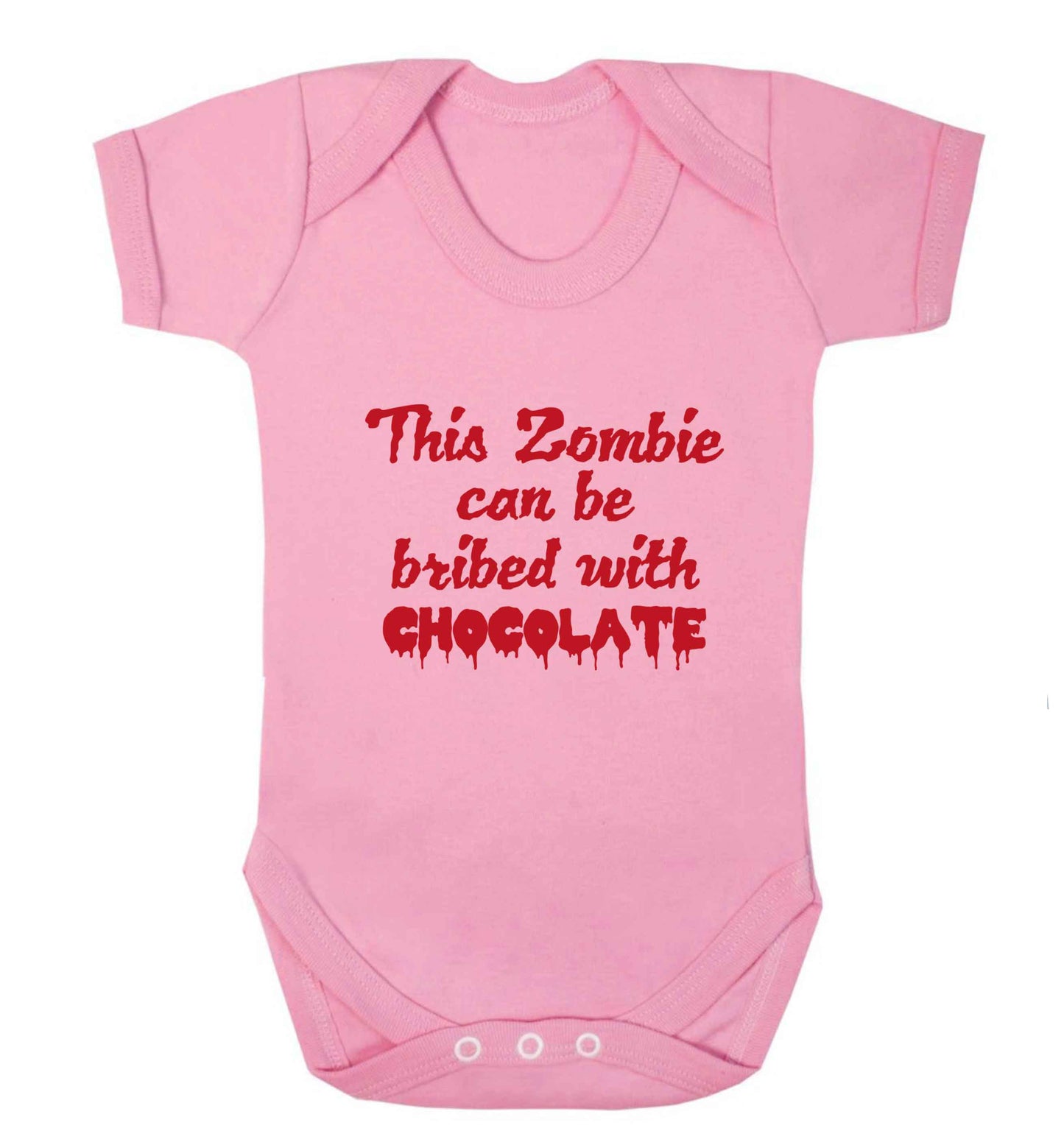 This zombie can be bribed with chocolate baby vest pale pink 18-24 months