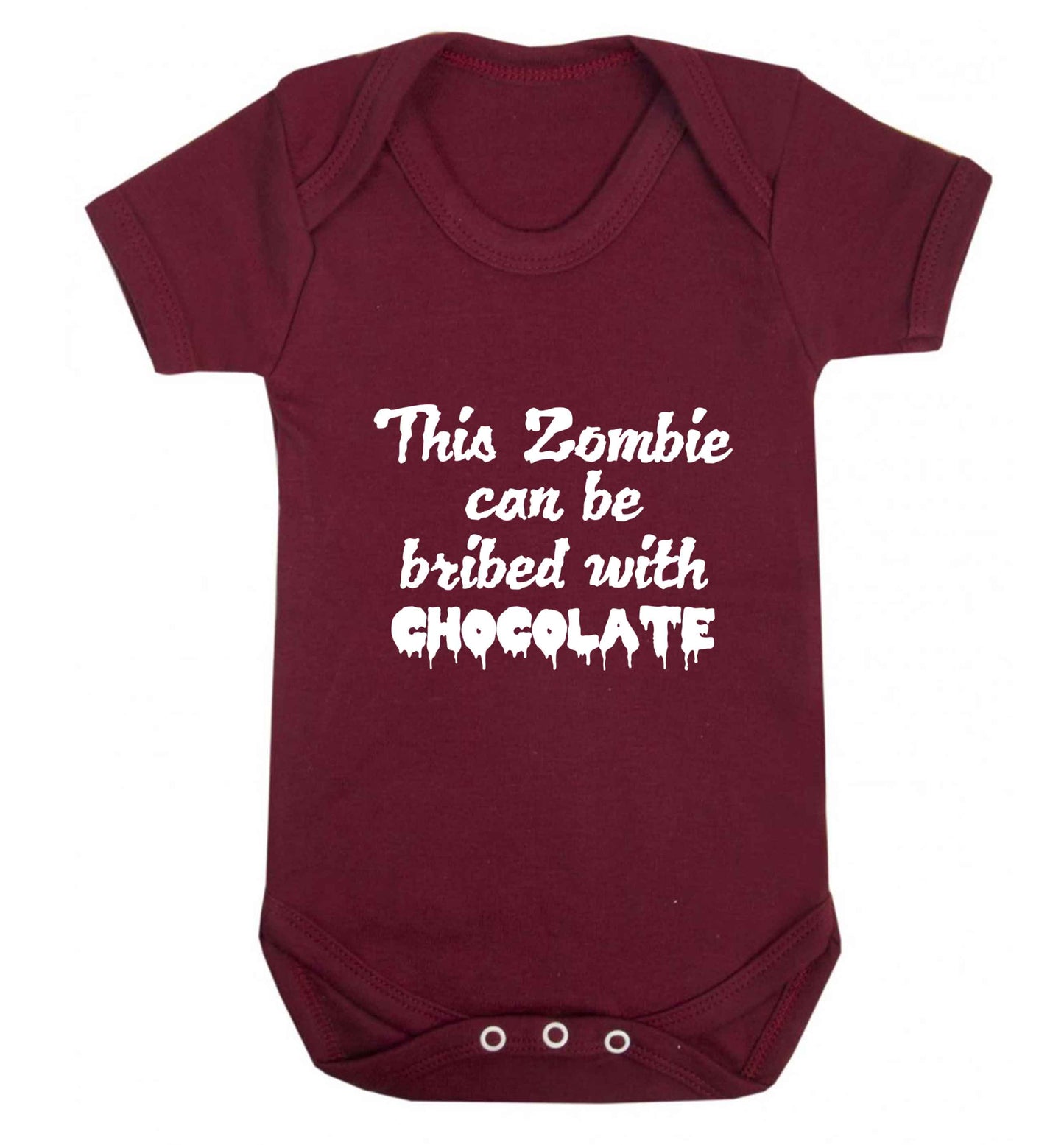 This zombie can be bribed with chocolate baby vest maroon 18-24 months