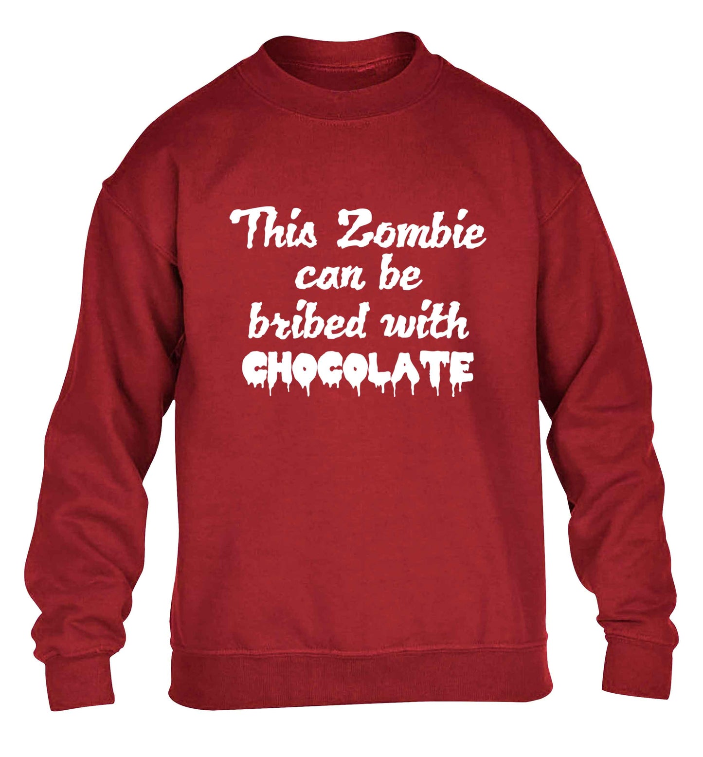 This zombie can be bribed with chocolate children's grey sweater 12-13 Years