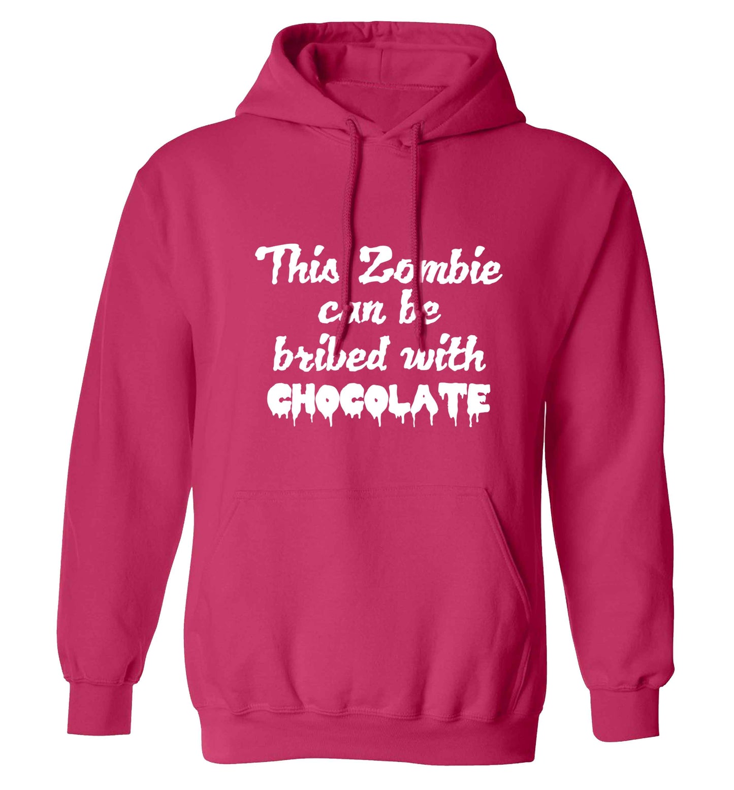This zombie can be bribed with chocolate adults unisex pink hoodie 2XL