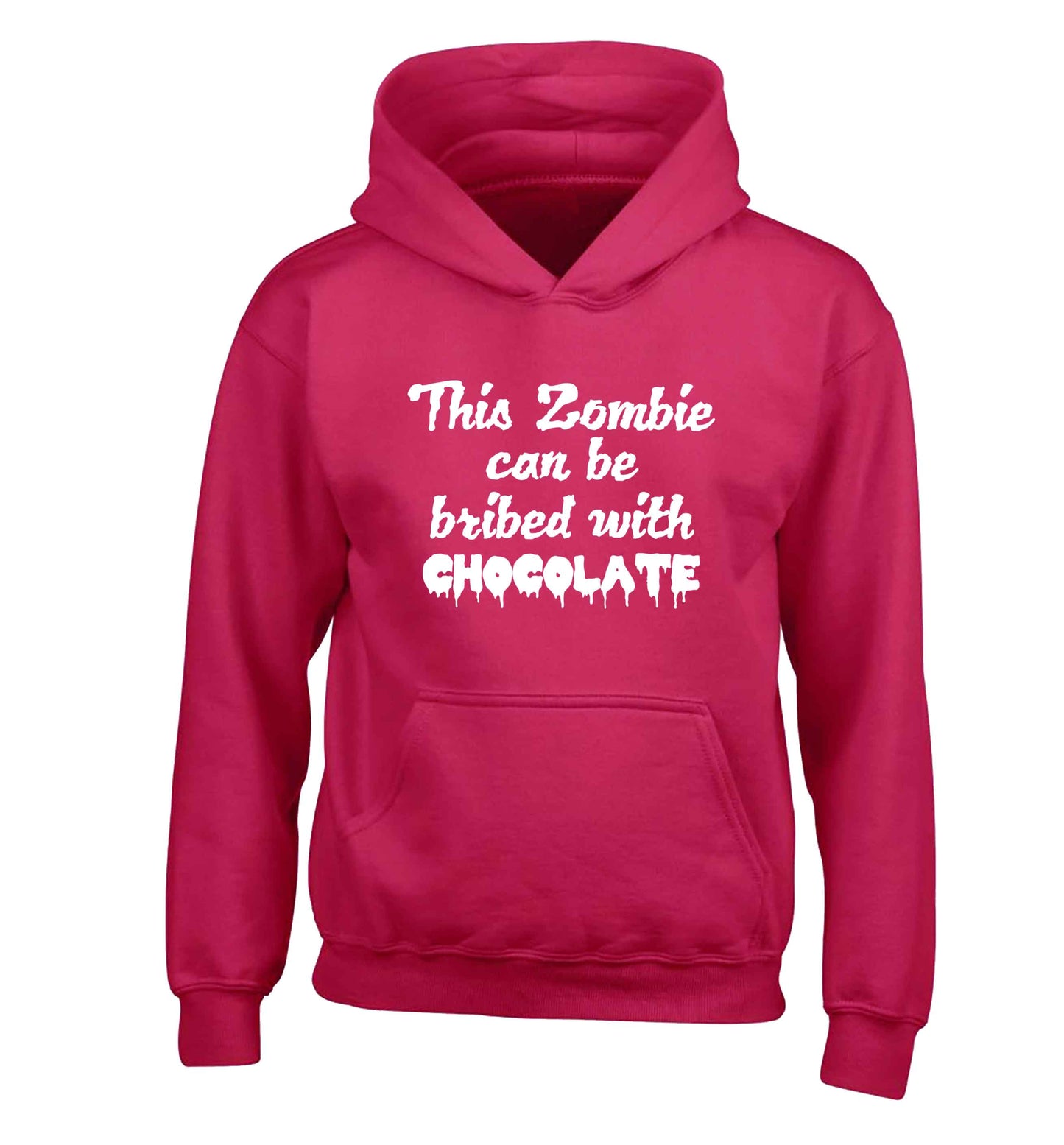 This zombie can be bribed with chocolate children's pink hoodie 12-13 Years