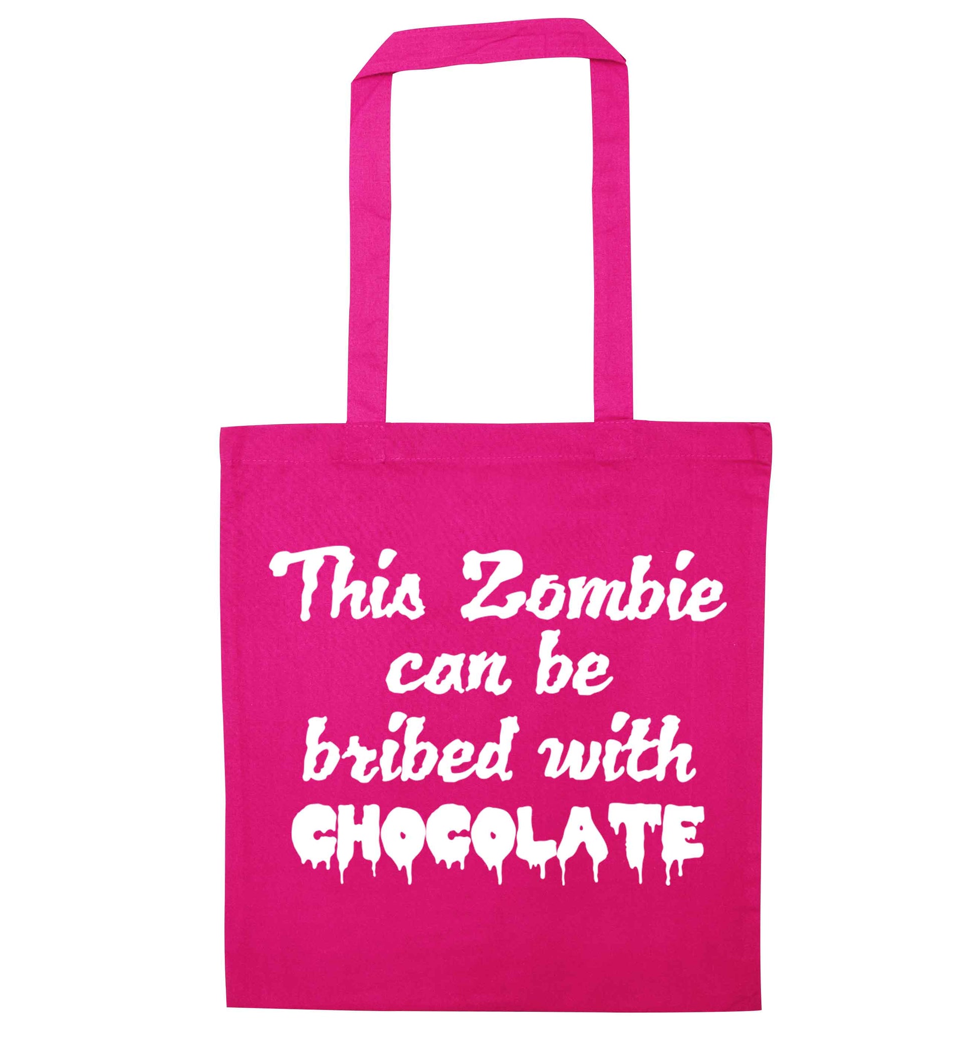 This zombie can be bribed with chocolate pink tote bag