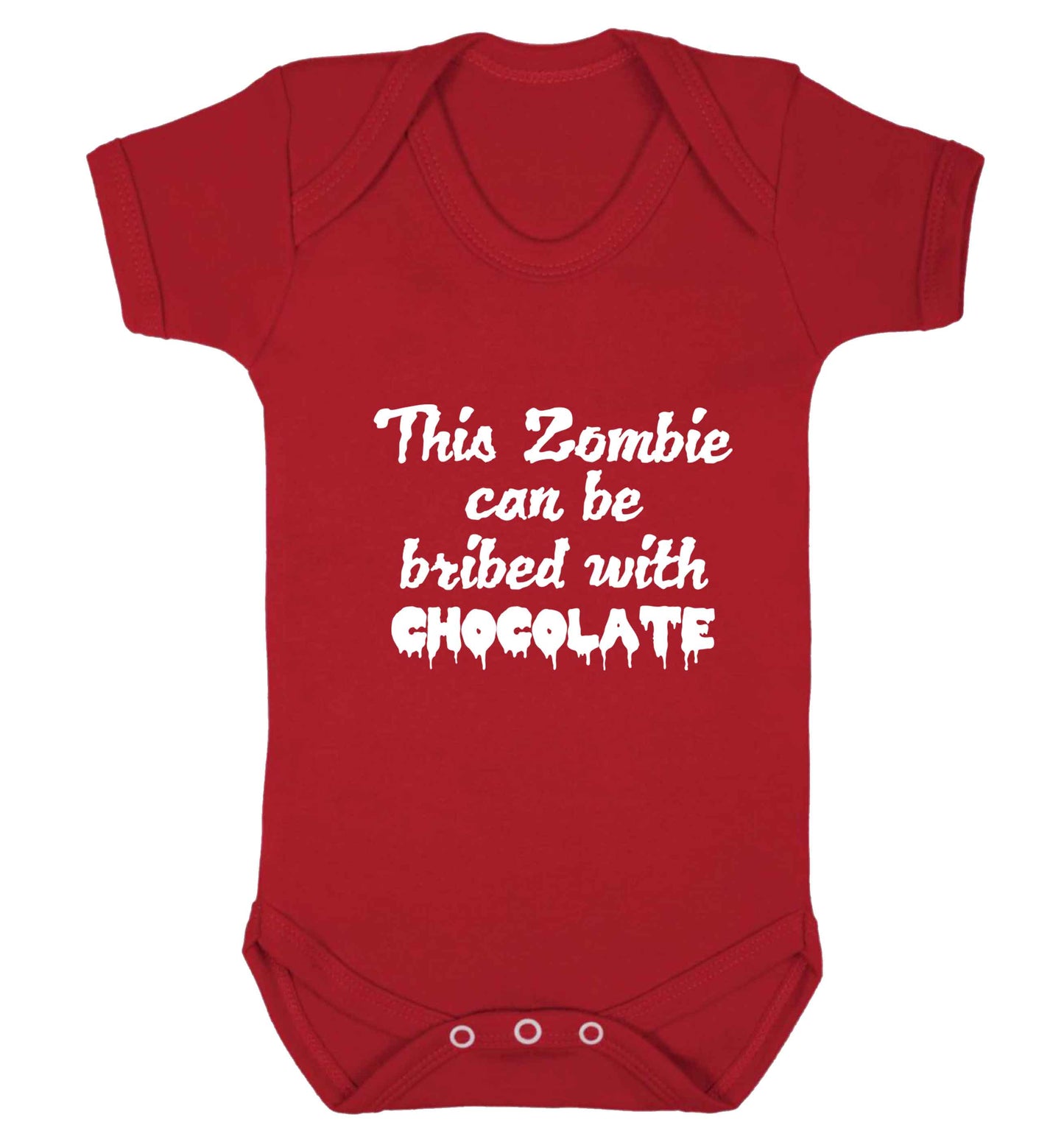 This zombie can be bribed with chocolate baby vest red 18-24 months
