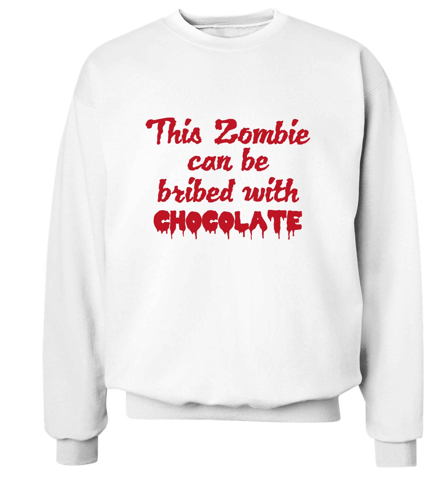 This zombie can be bribed with chocolate adult's unisex white sweater 2XL