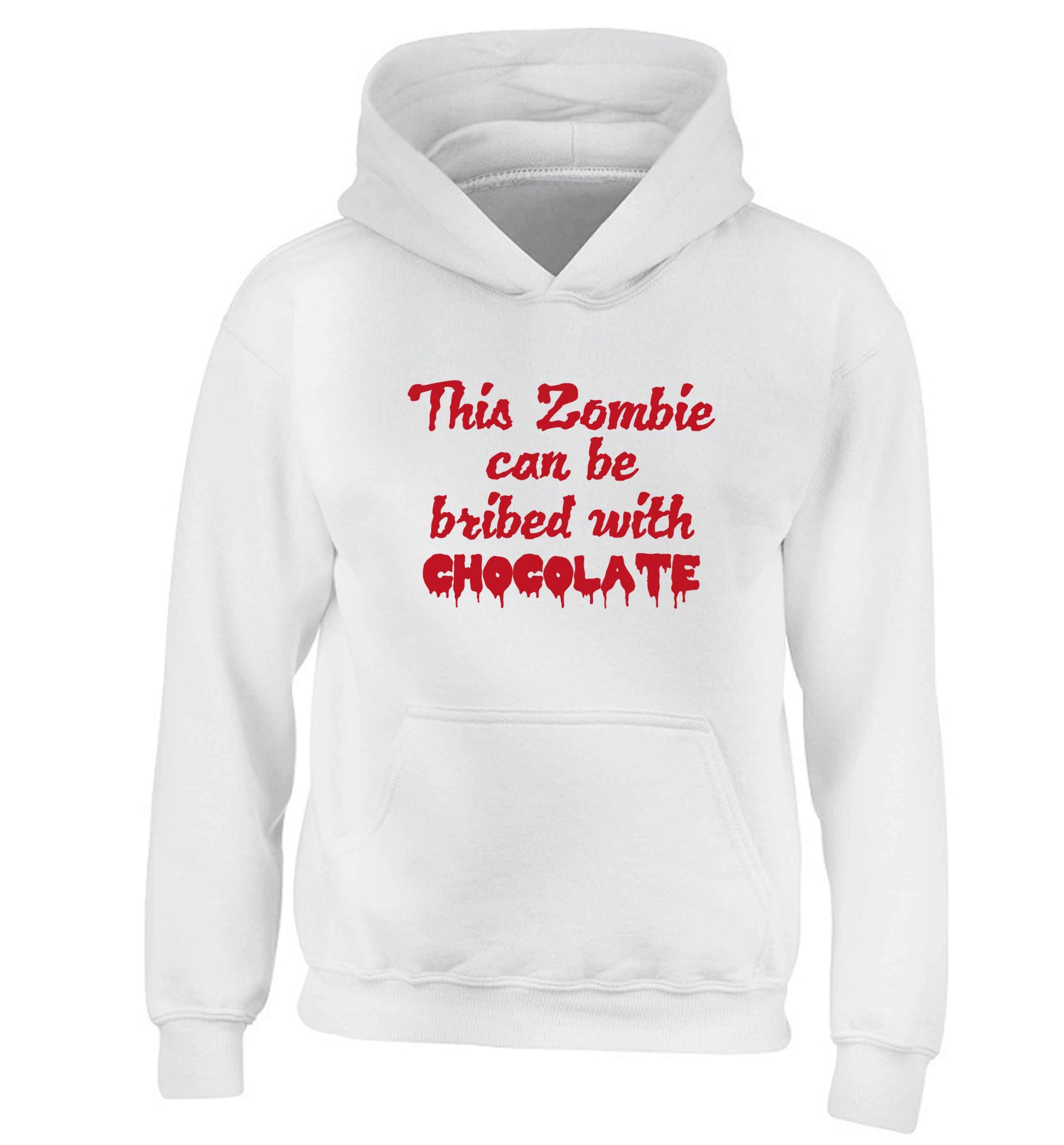 This zombie can be bribed with chocolate children's white hoodie 12-13 Years