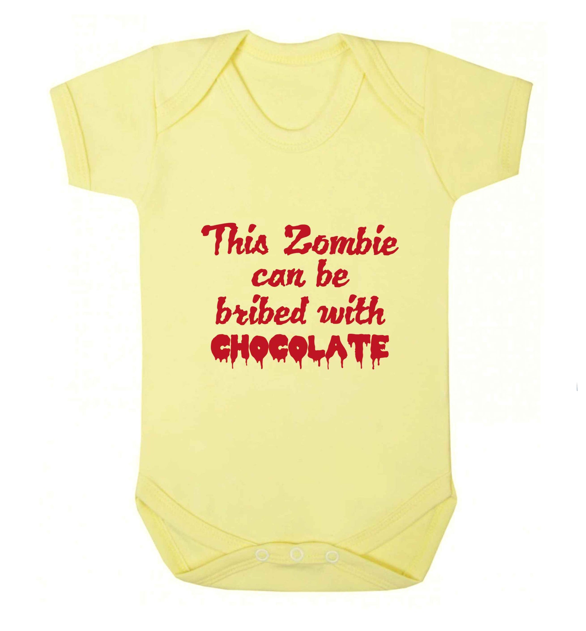 This zombie can be bribed with chocolate baby vest pale yellow 18-24 months