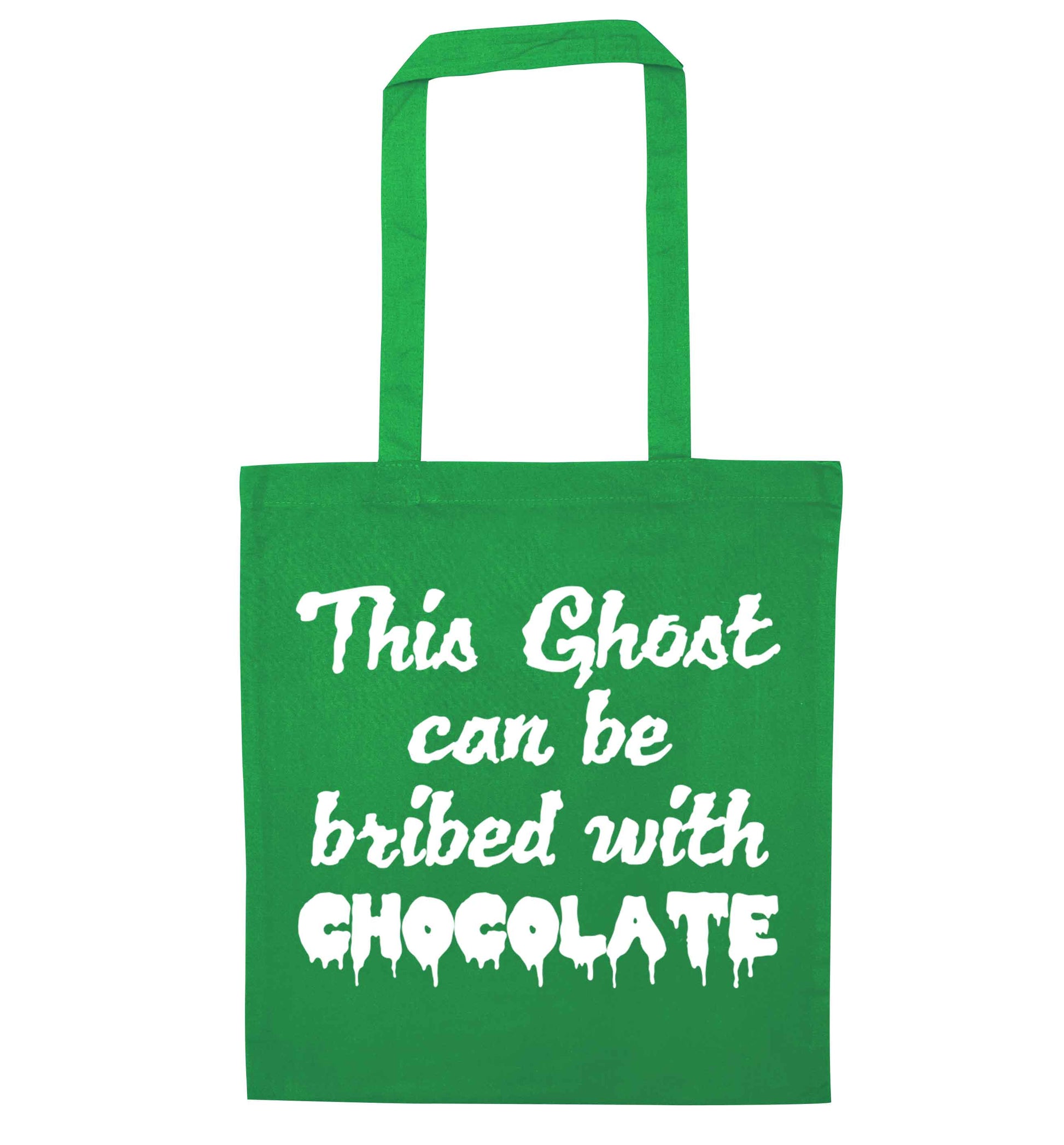 This ghost can be bribed with chocolate green tote bag