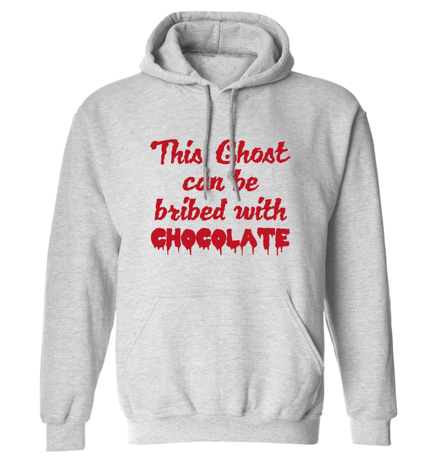 This ghost can be bribed with chocolate adults unisex grey hoodie 2XL