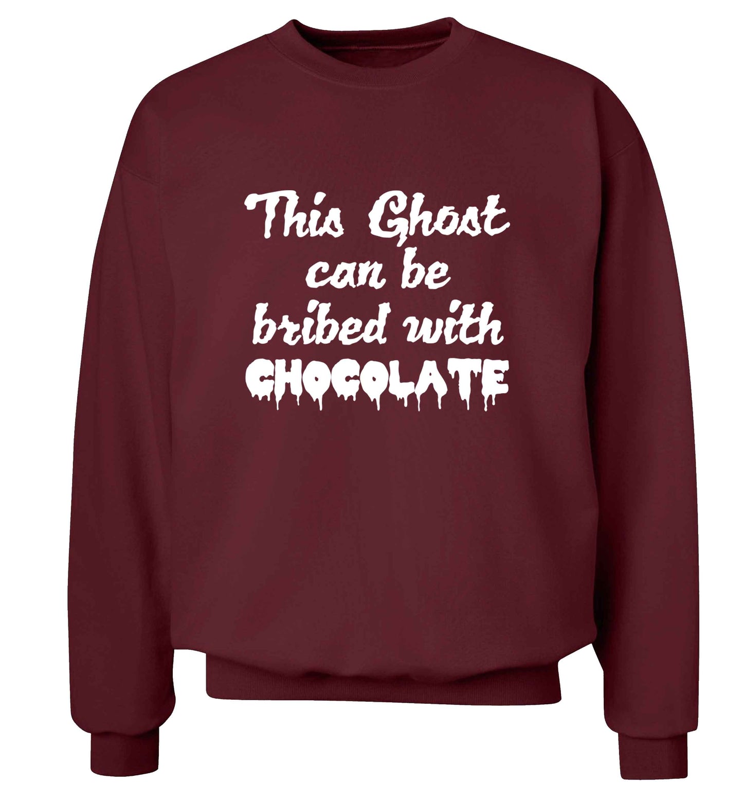 This ghost can be bribed with chocolate adult's unisex maroon sweater 2XL
