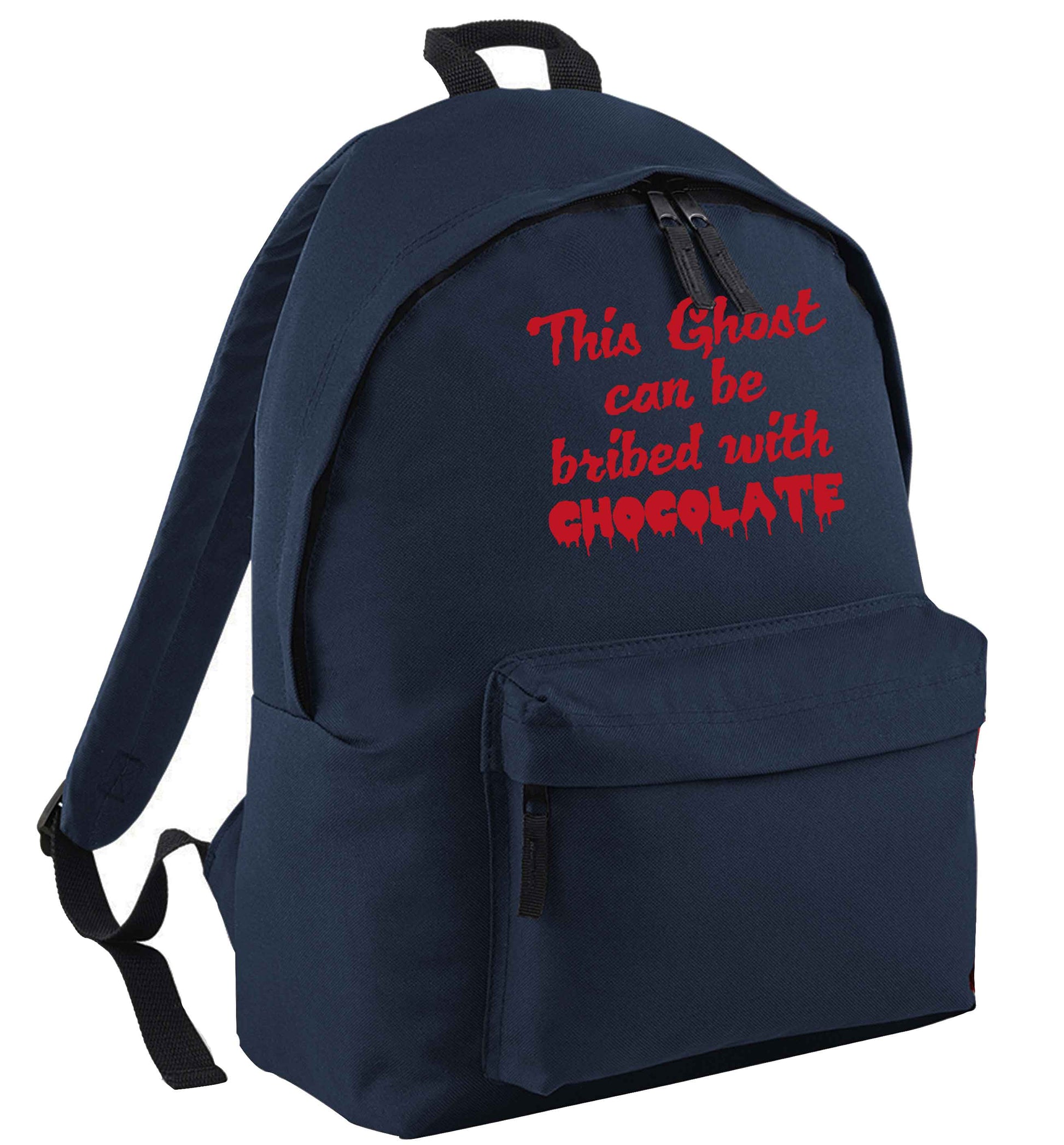 This ghost can be bribed with chocolate navy adults backpack