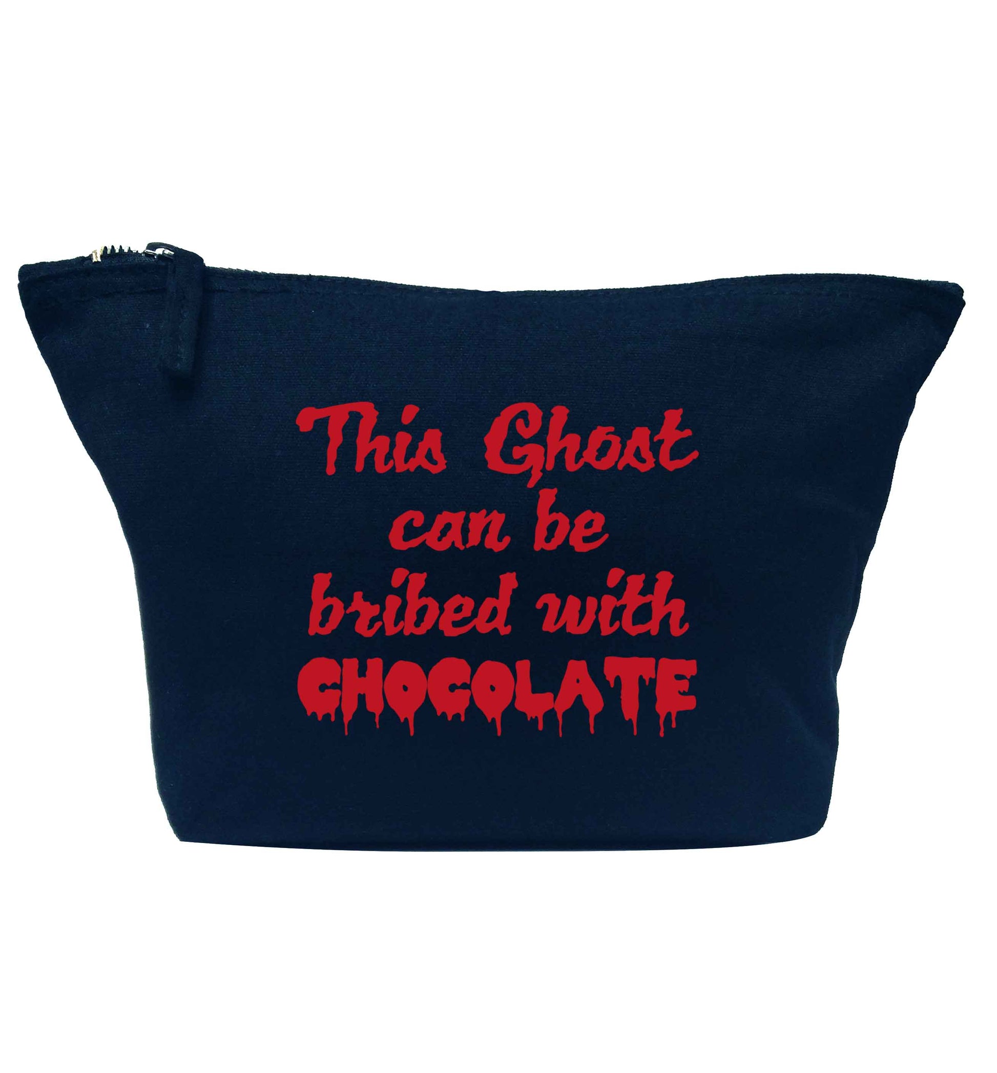 This ghost can be bribed with chocolate navy makeup bag