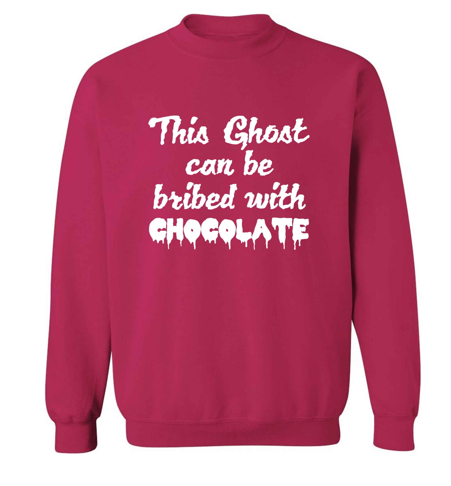 This ghost can be bribed with chocolate adult's unisex pink sweater 2XL