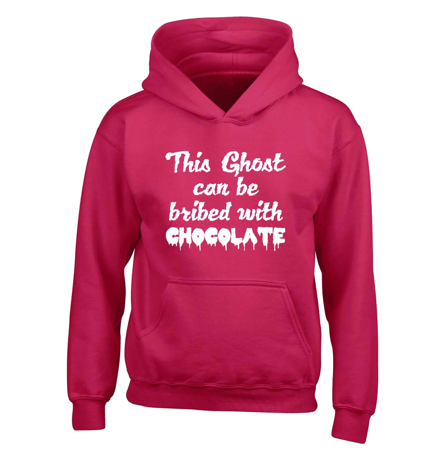 This ghost can be bribed with chocolate children's pink hoodie 12-13 Years