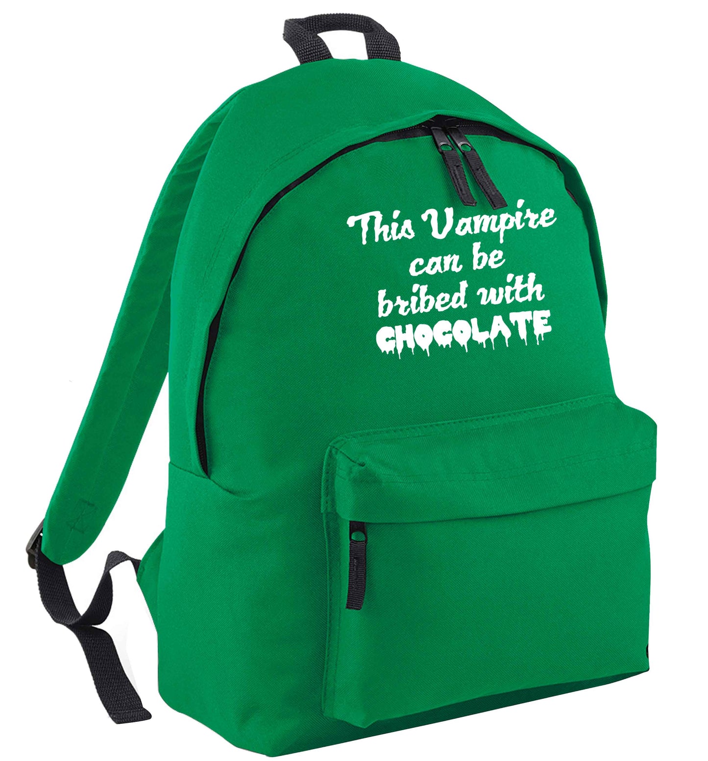This vampire can be bribed with chocolate green adults backpack