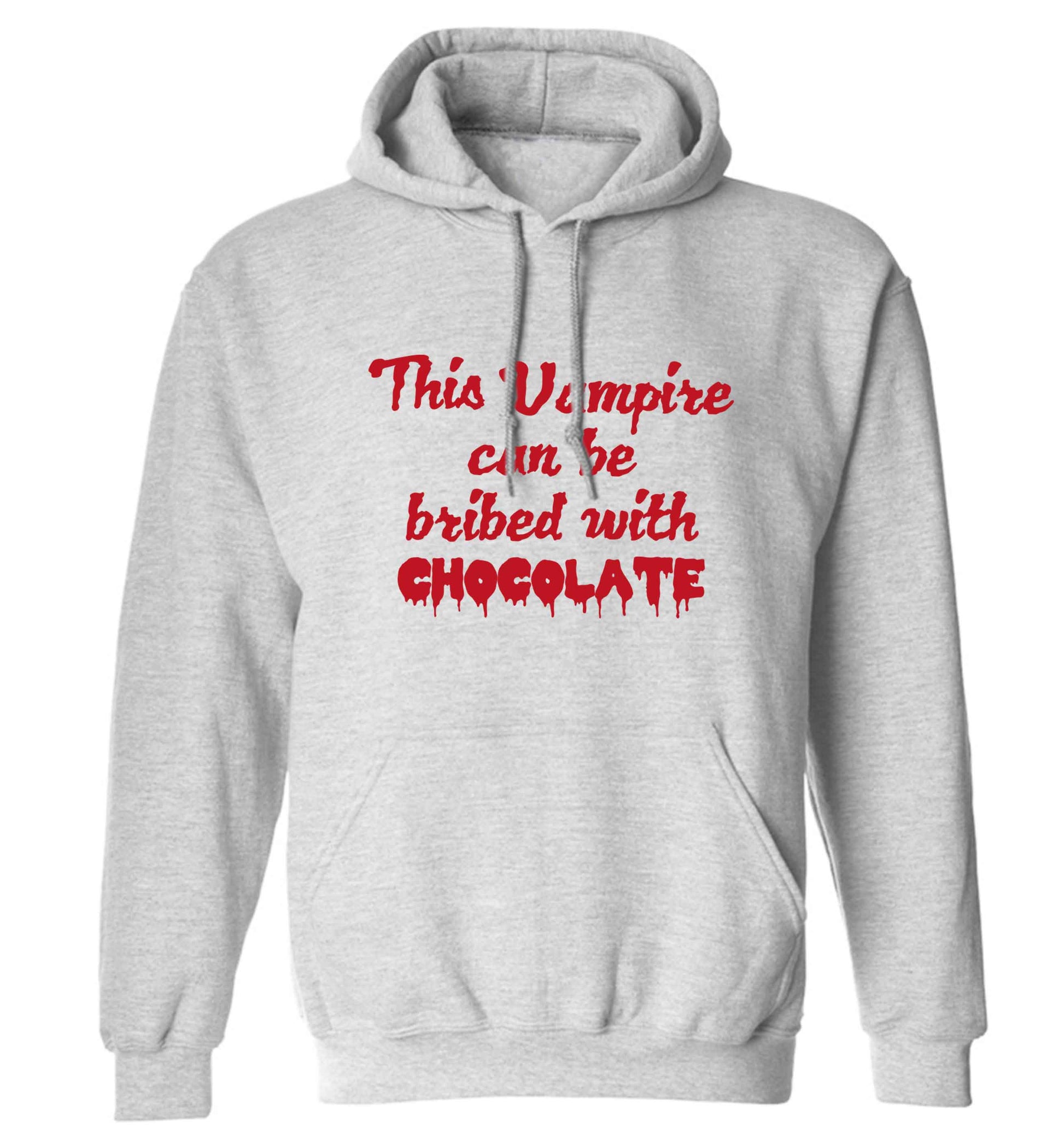 This vampire can be bribed with chocolate adults unisex grey hoodie 2XL