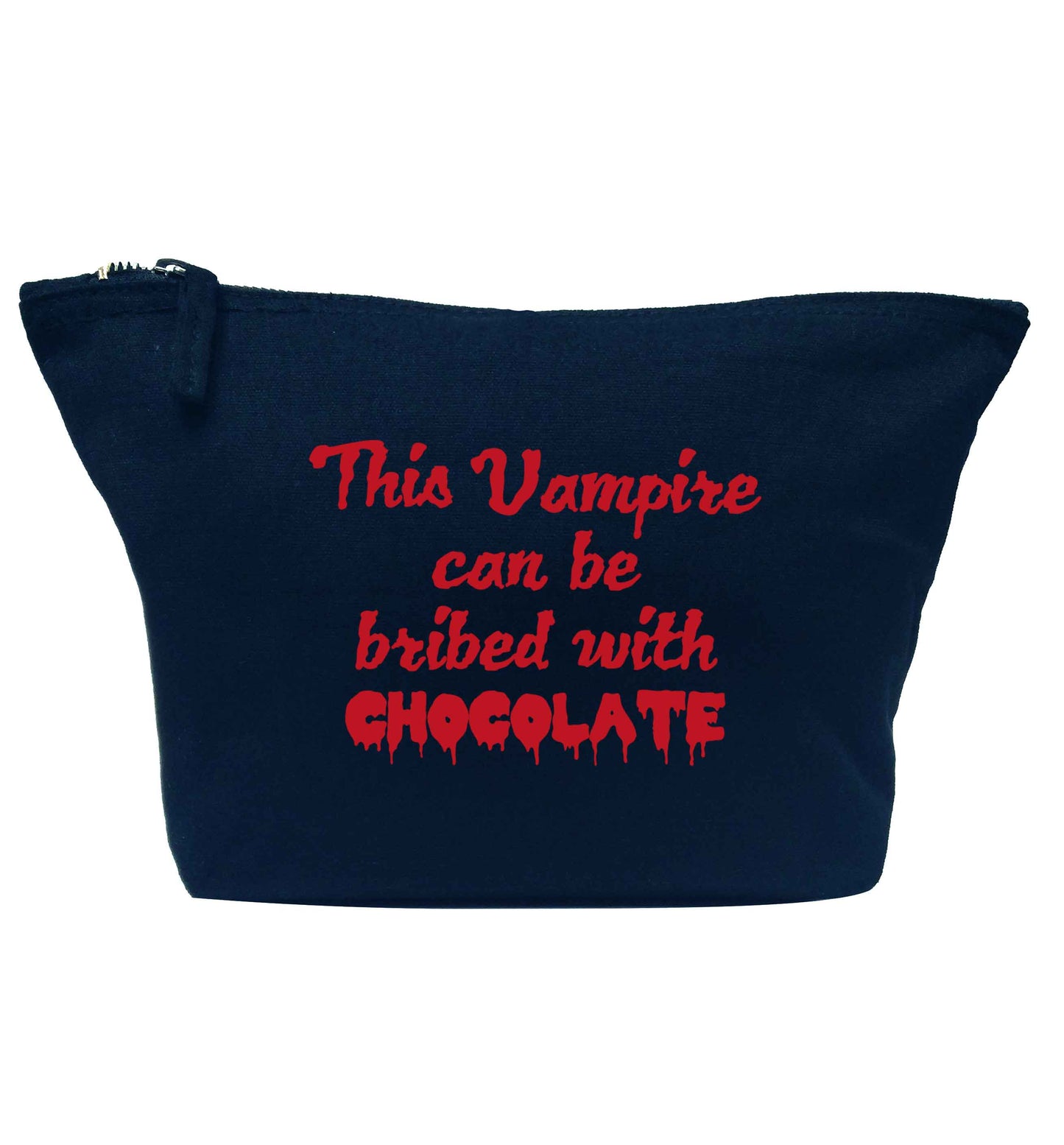 This vampire can be bribed with chocolate navy makeup bag