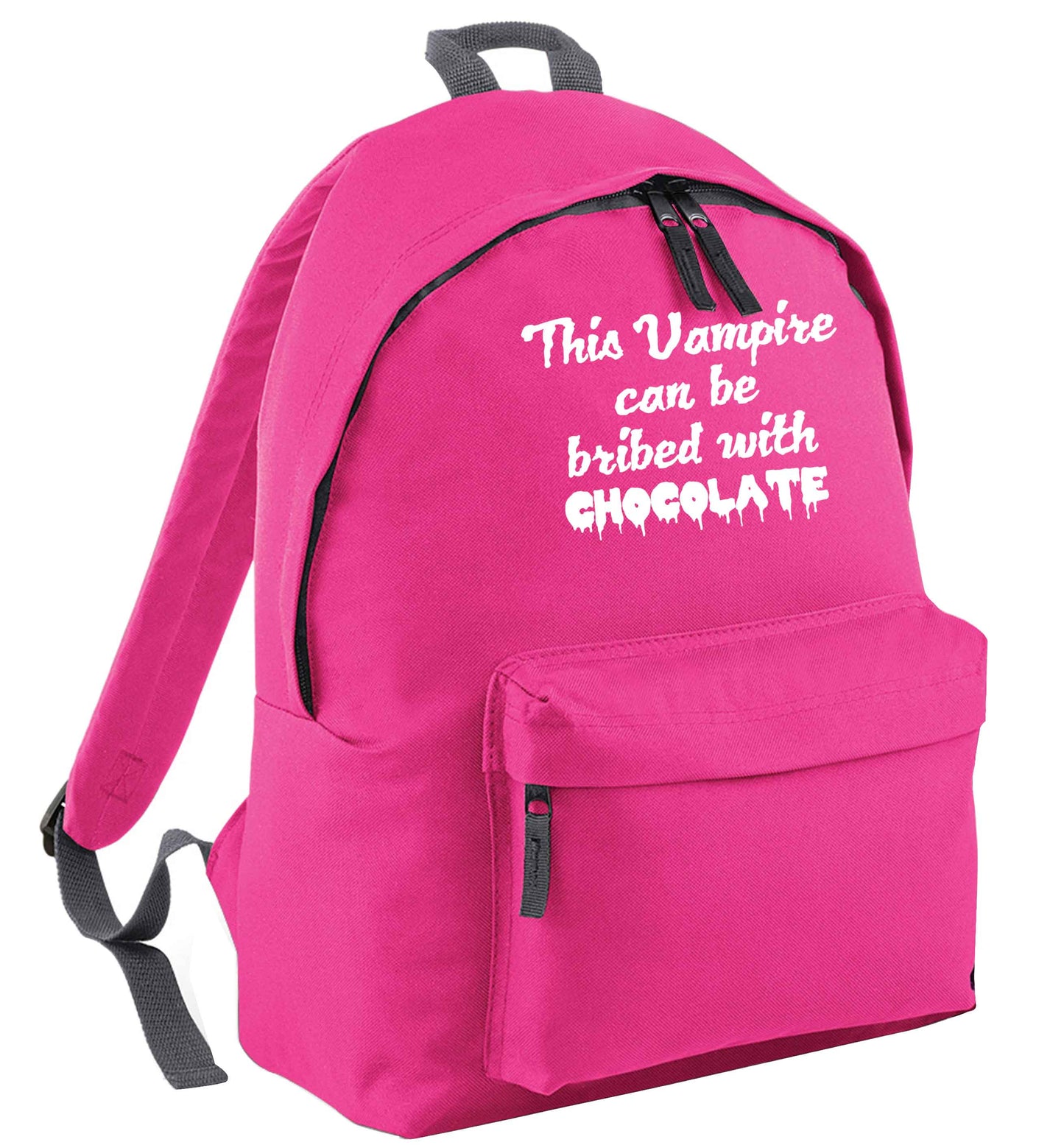 This vampire can be bribed with chocolate pink adults backpack