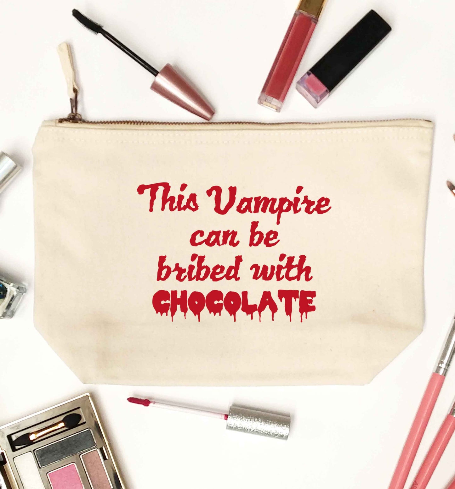This vampire can be bribed with chocolate natural makeup bag