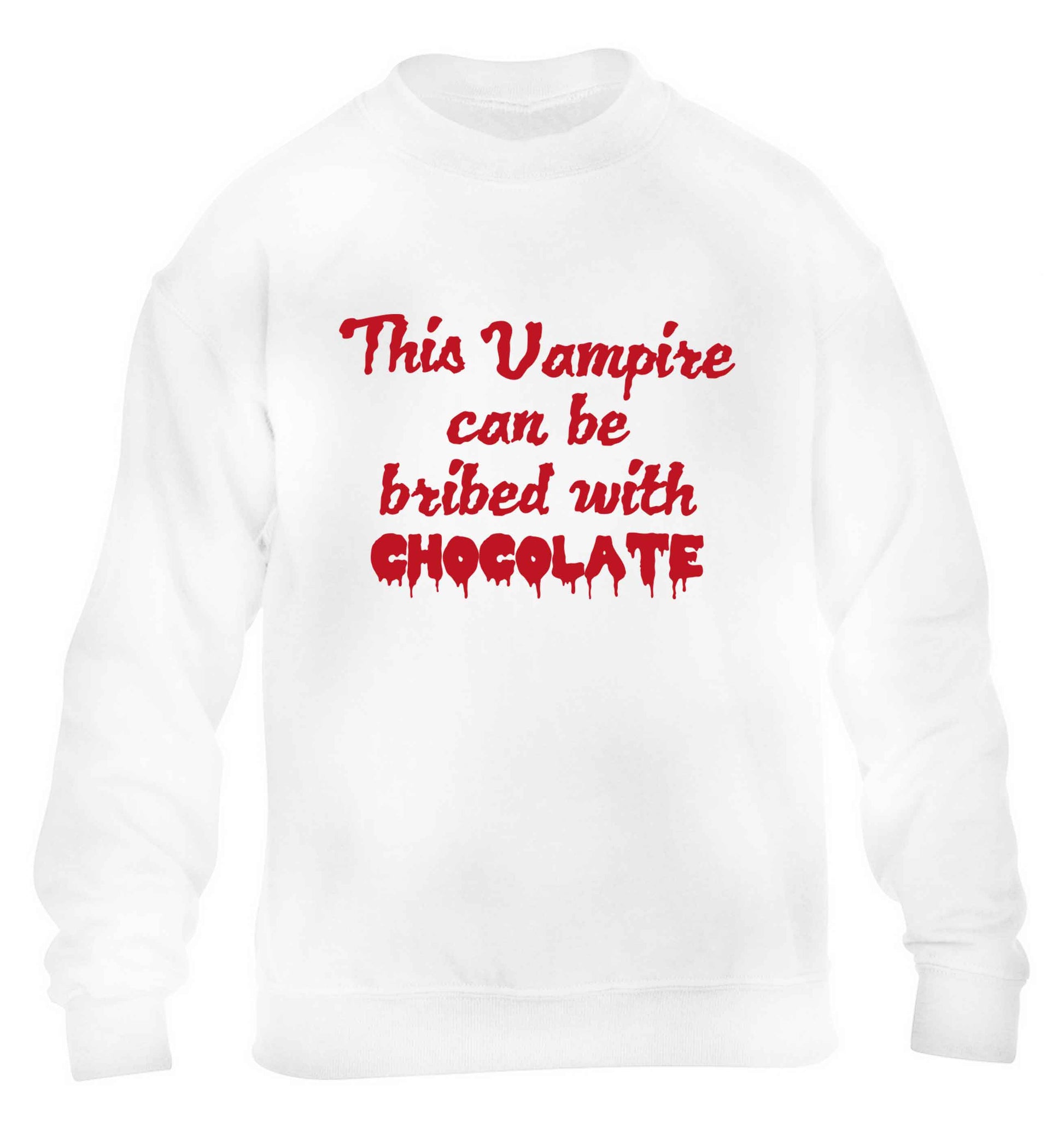 This vampire can be bribed with chocolate children's white sweater 12-13 Years