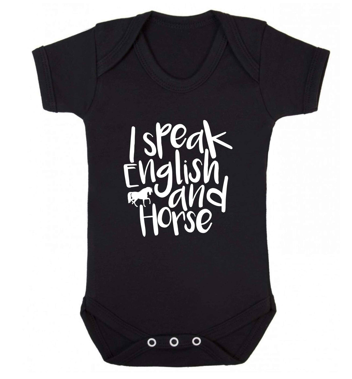 I speak English and horse baby vest black 18-24 months