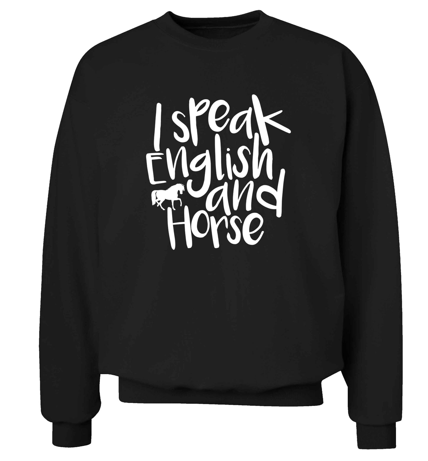 I speak English and horse adult's unisex black sweater 2XL