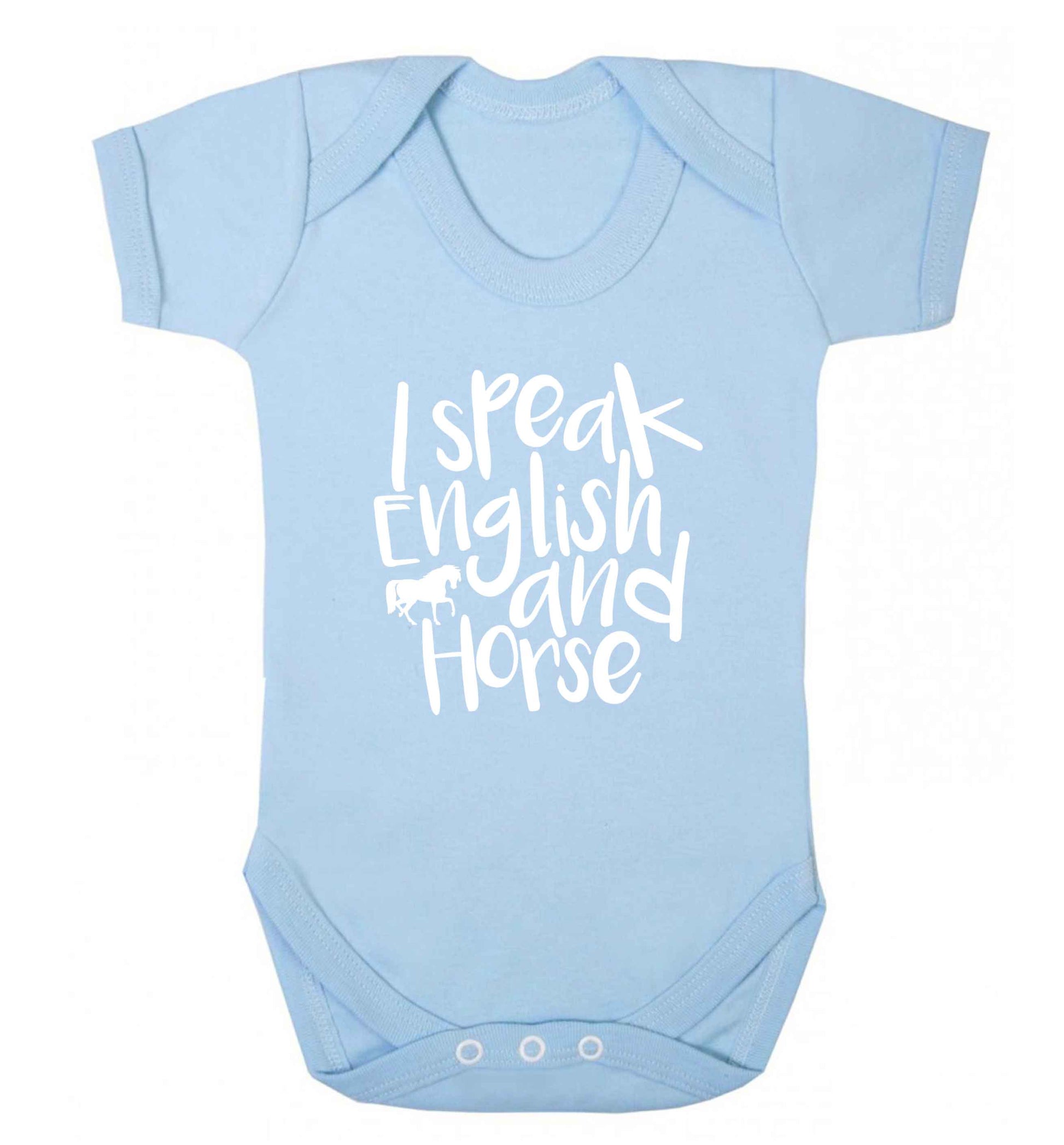 I speak English and horse baby vest pale blue 18-24 months