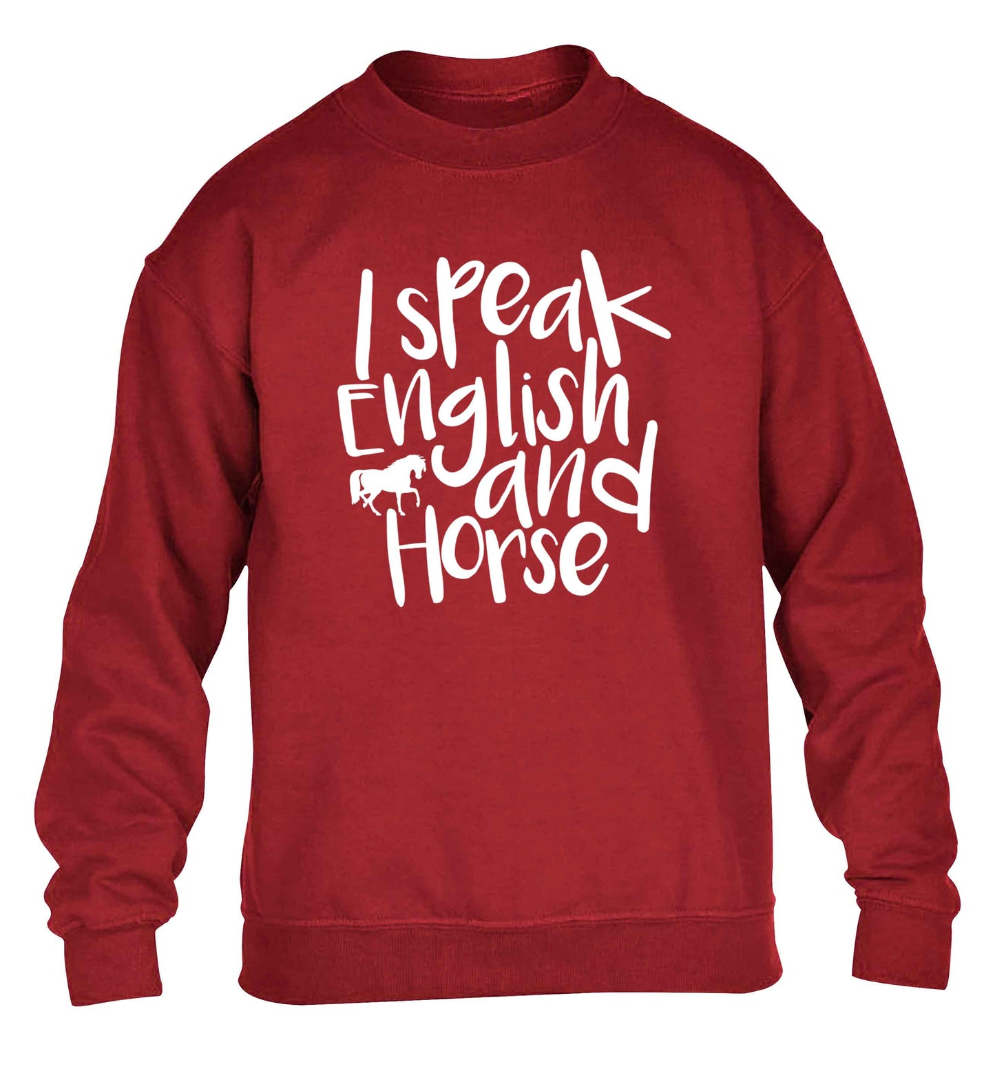 I speak English and horse children's grey sweater 12-13 Years