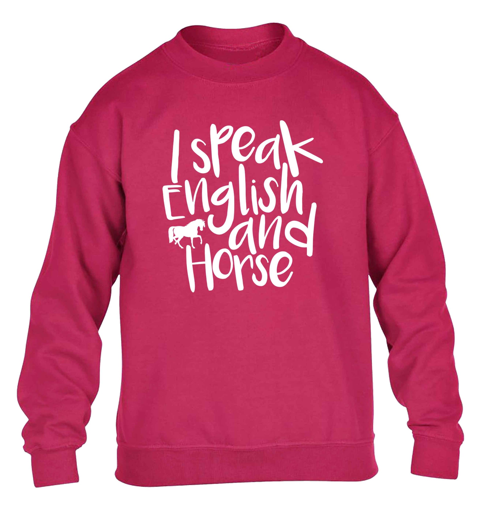 I speak English and horse children's pink sweater 12-13 Years