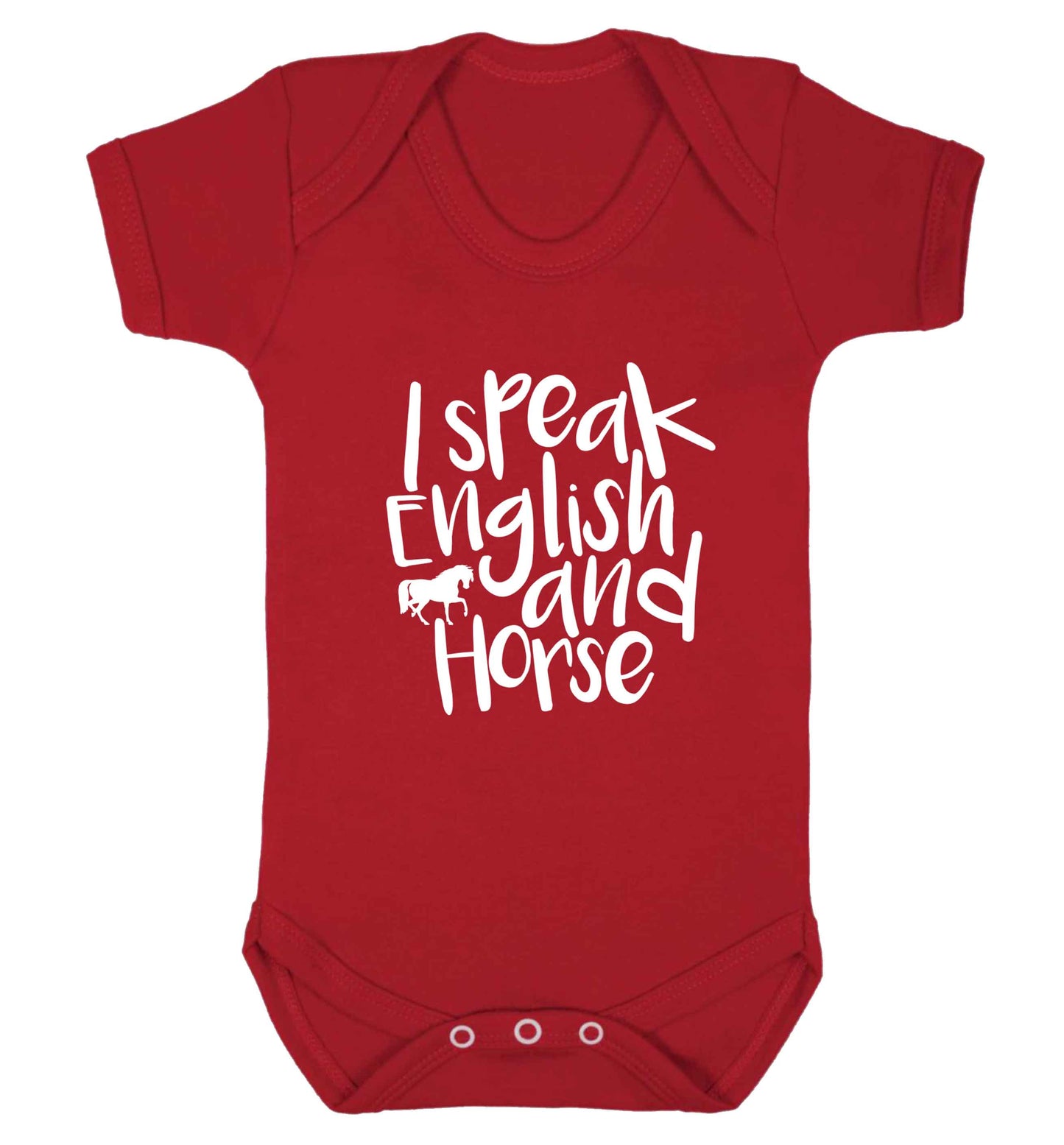 I speak English and horse baby vest red 18-24 months