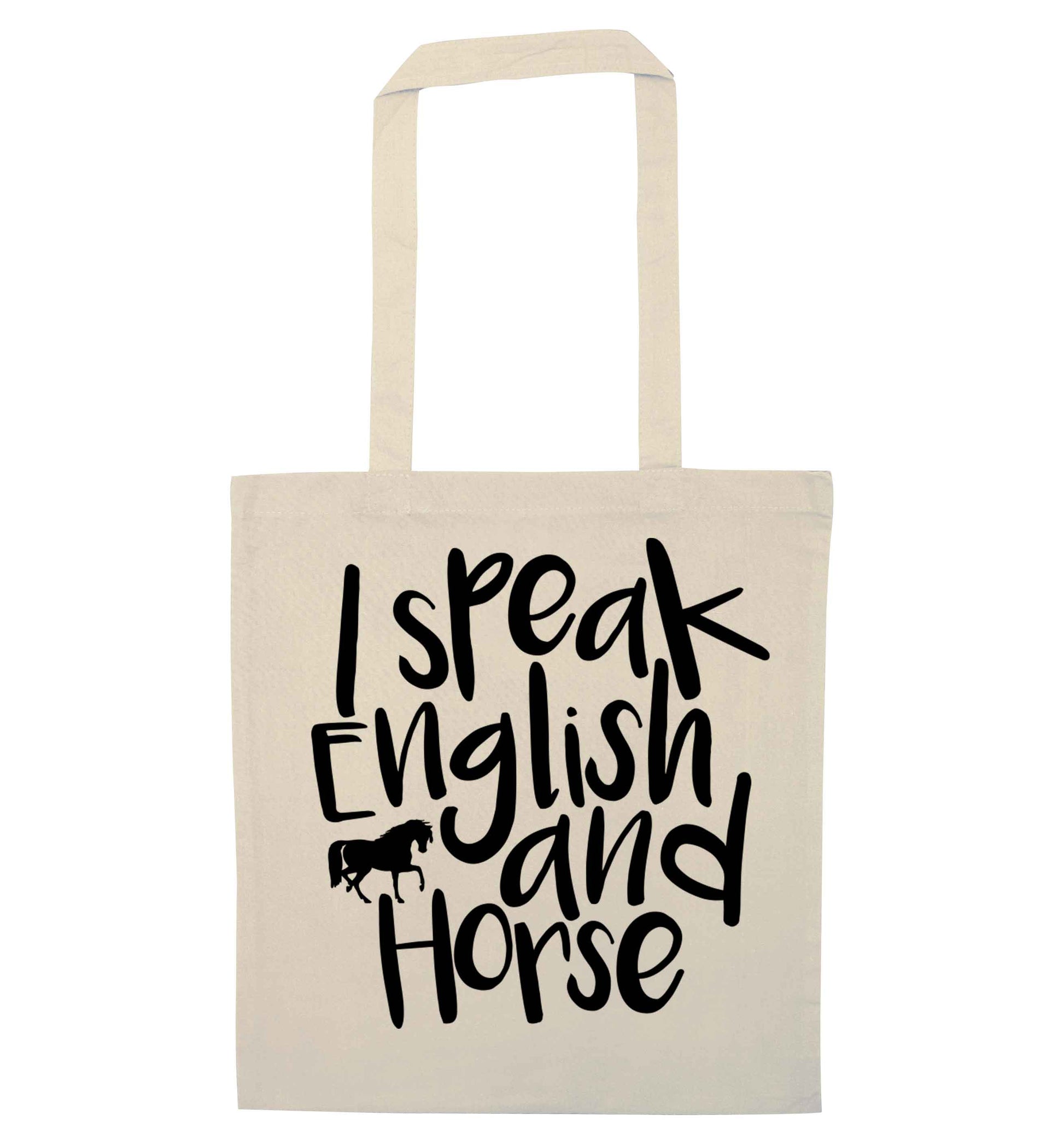 I speak English and horse natural tote bag