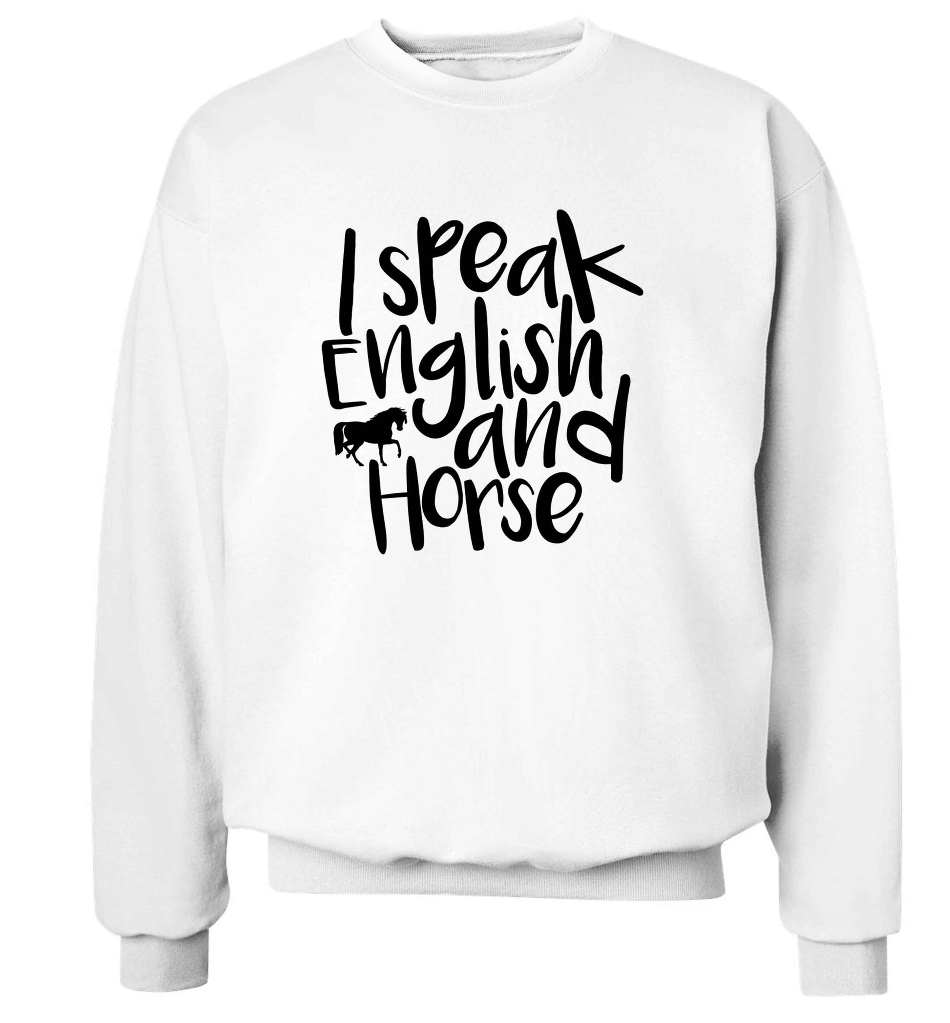 I speak English and horse adult's unisex white sweater 2XL