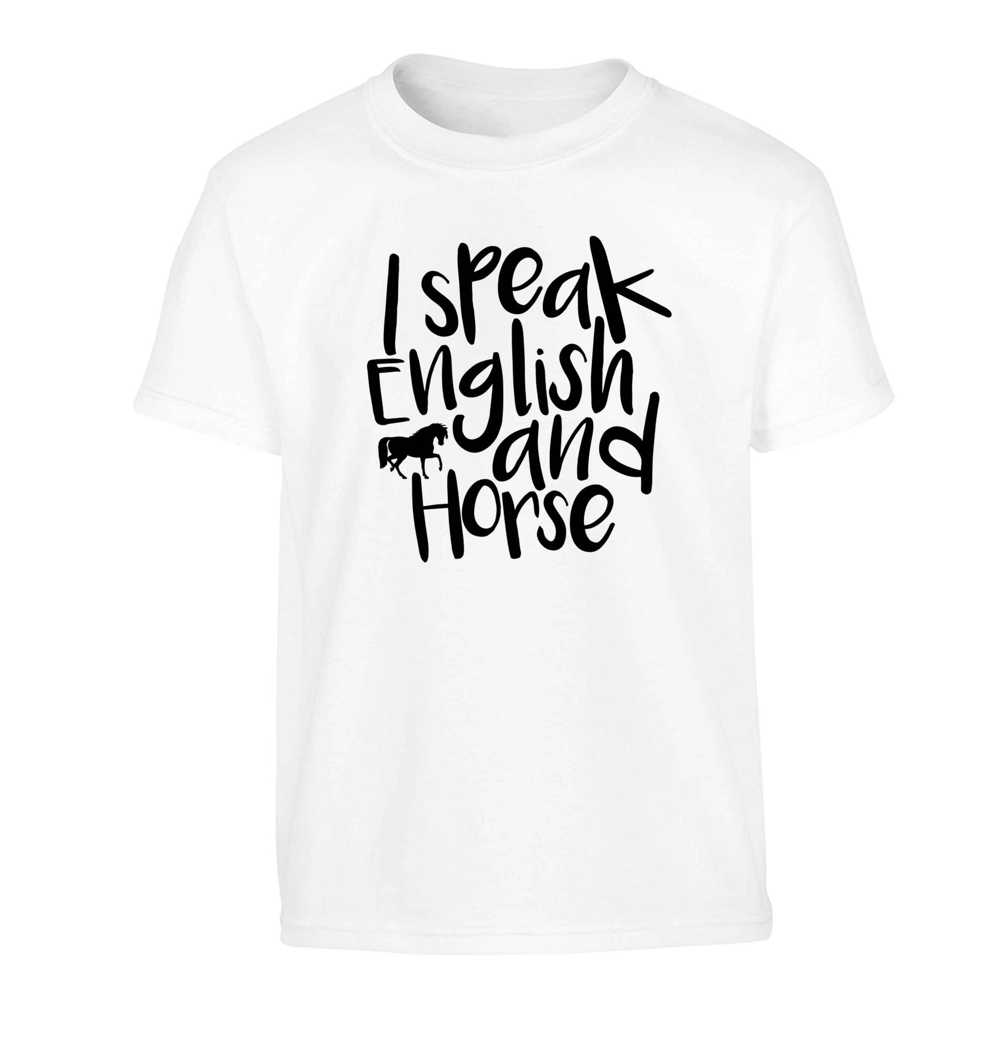 I speak English and horse Children's white Tshirt 12-13 Years