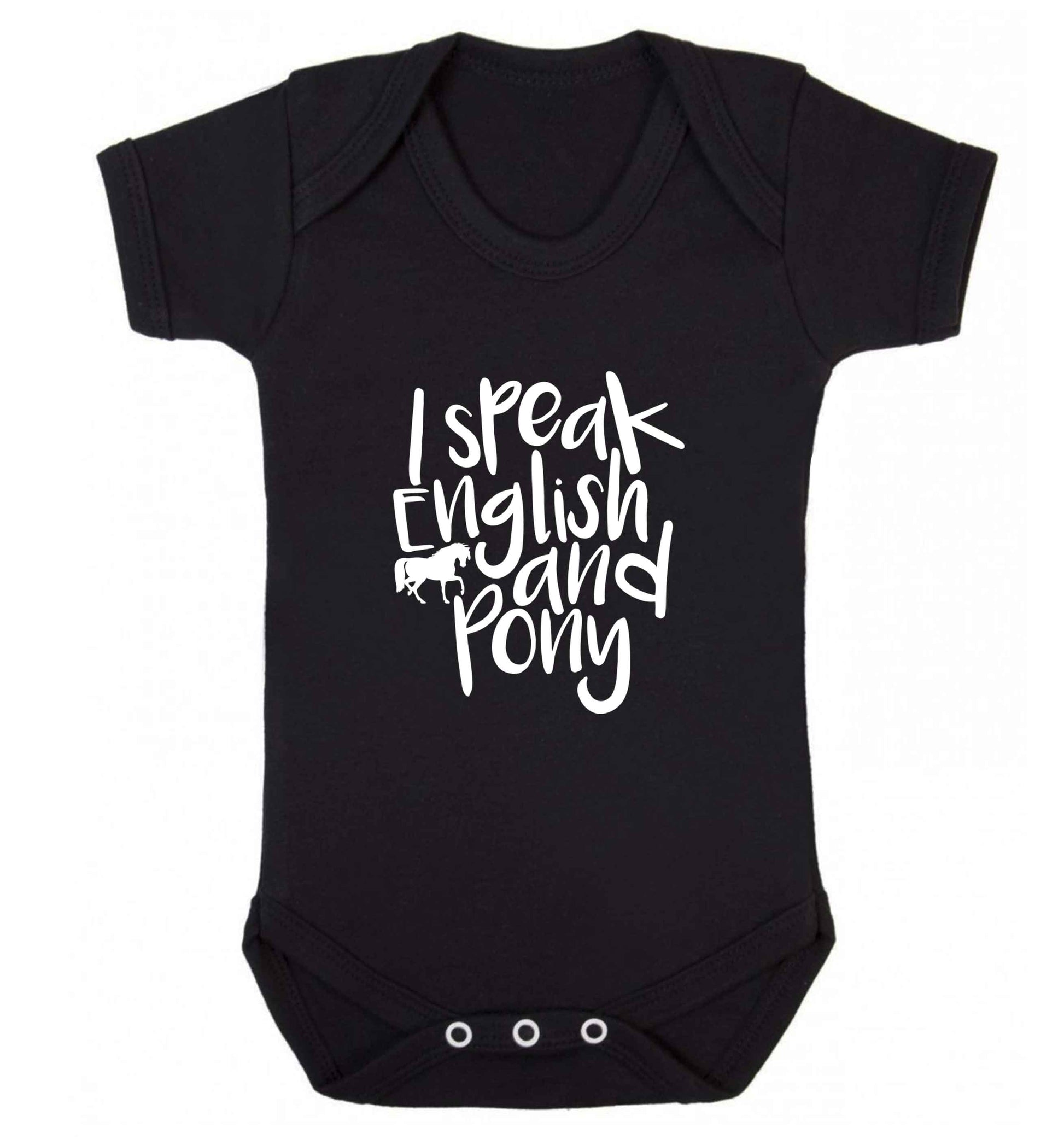 I speak English and pony baby vest black 18-24 months