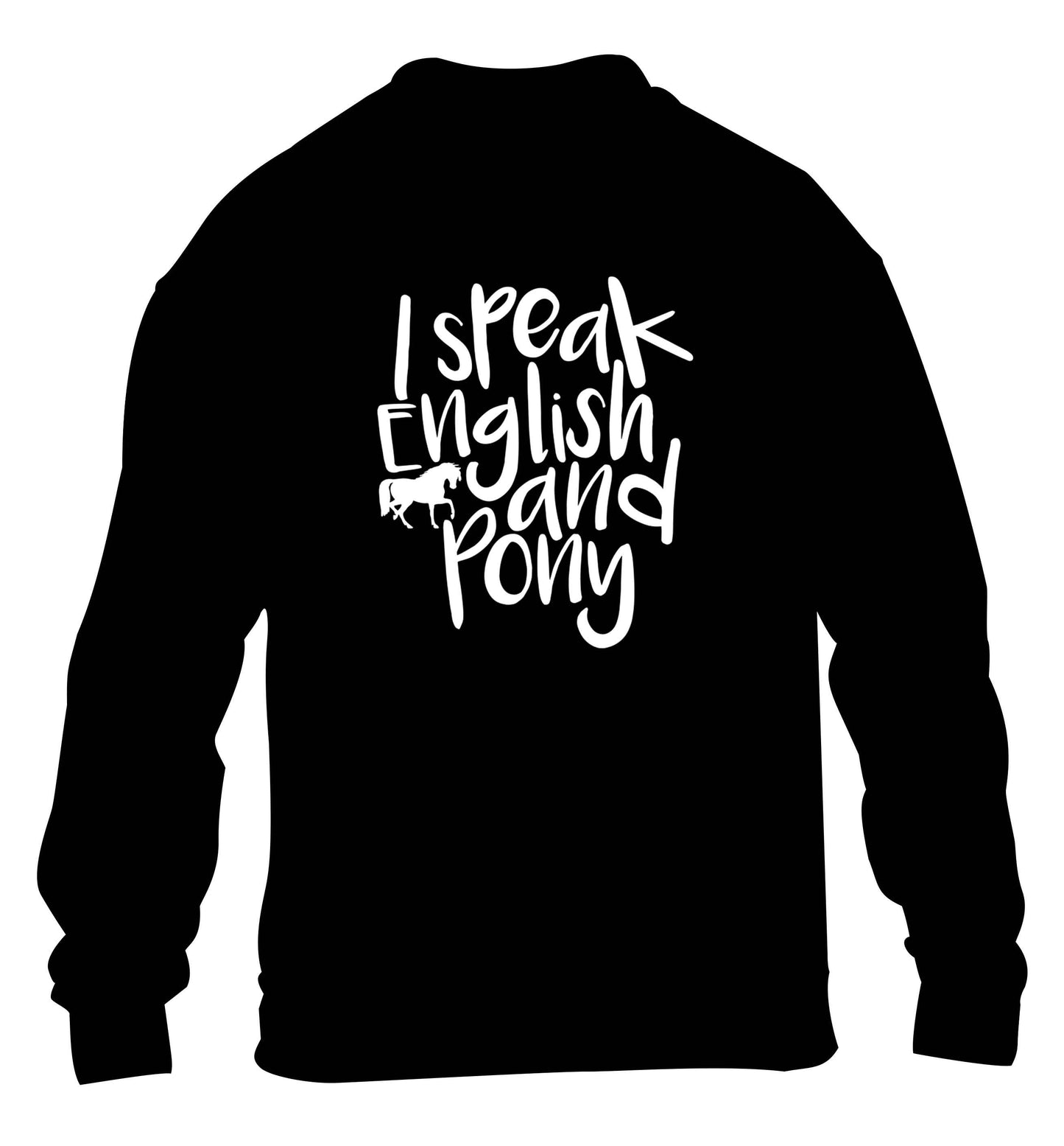 I speak English and pony children's black sweater 12-13 Years