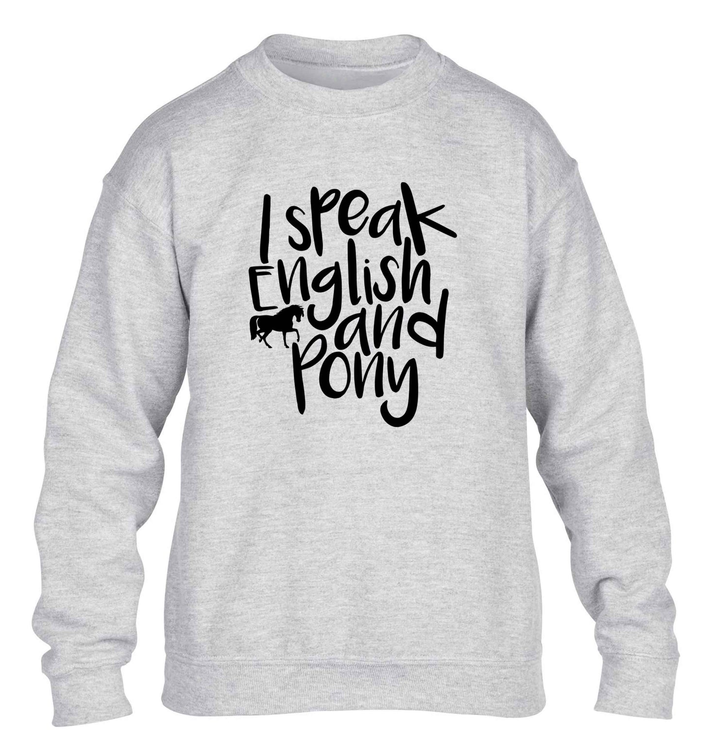 I speak English and pony children's grey sweater 12-13 Years