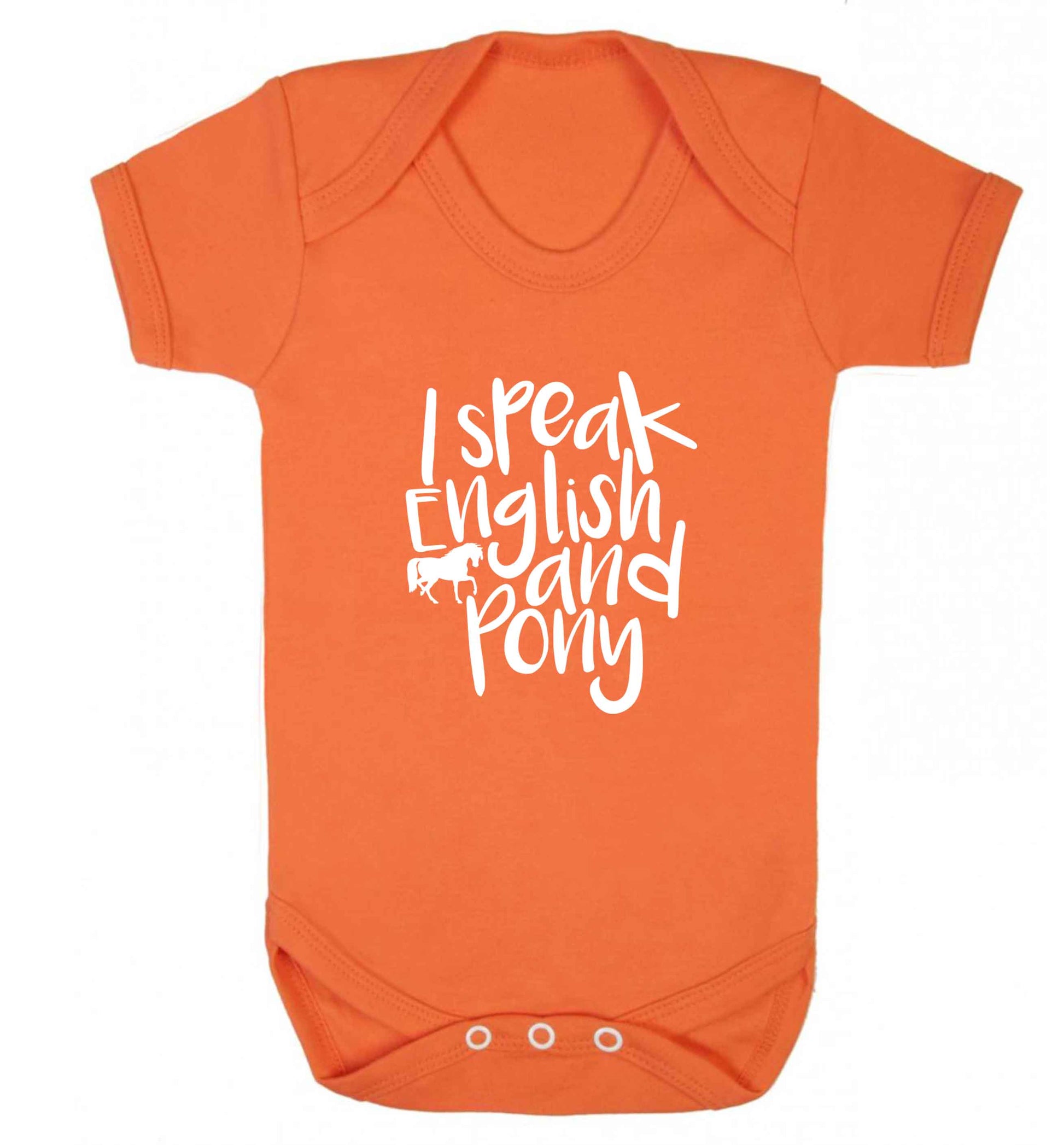 I speak English and pony baby vest orange 18-24 months