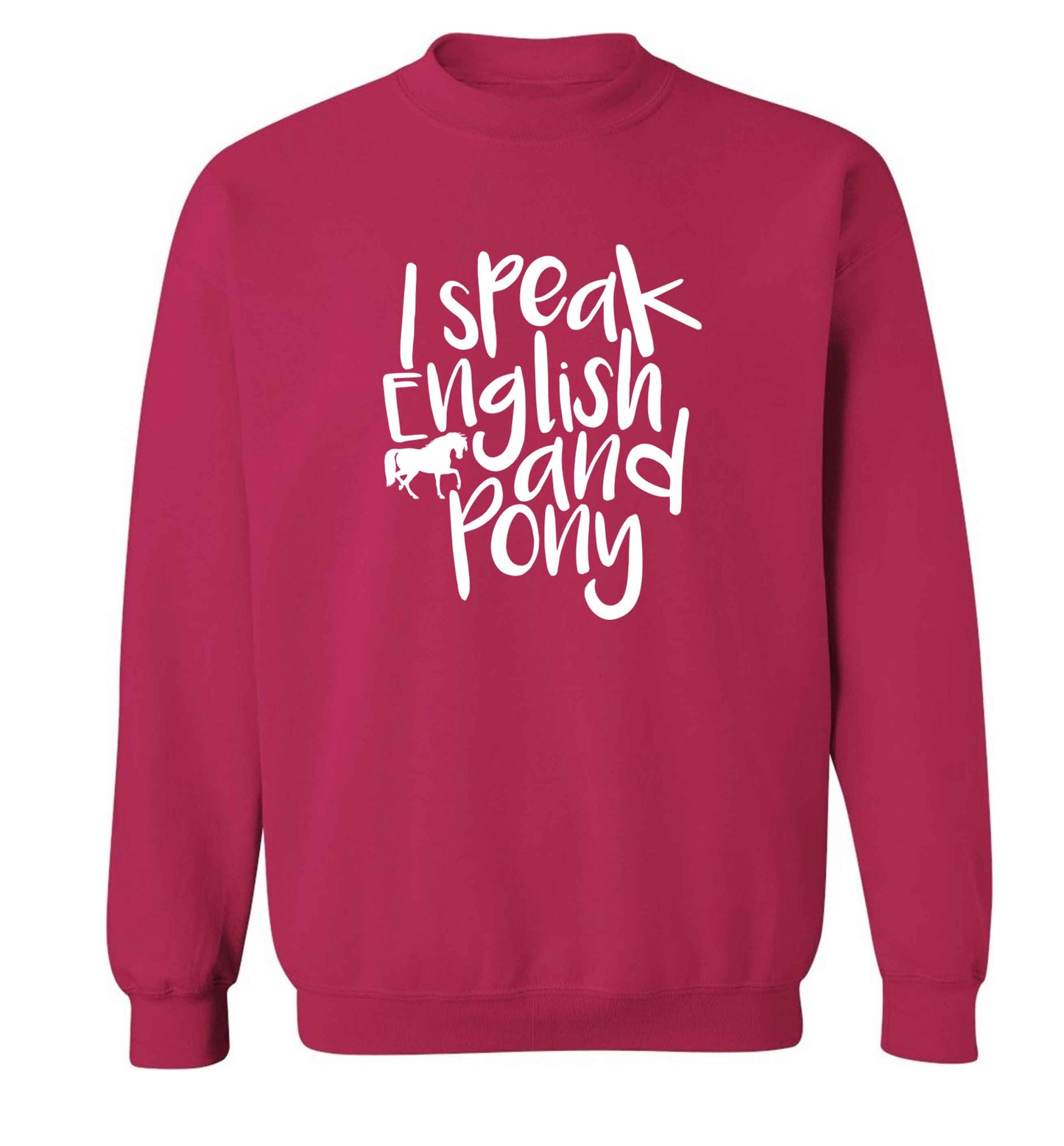 I speak English and pony adult's unisex pink sweater 2XL