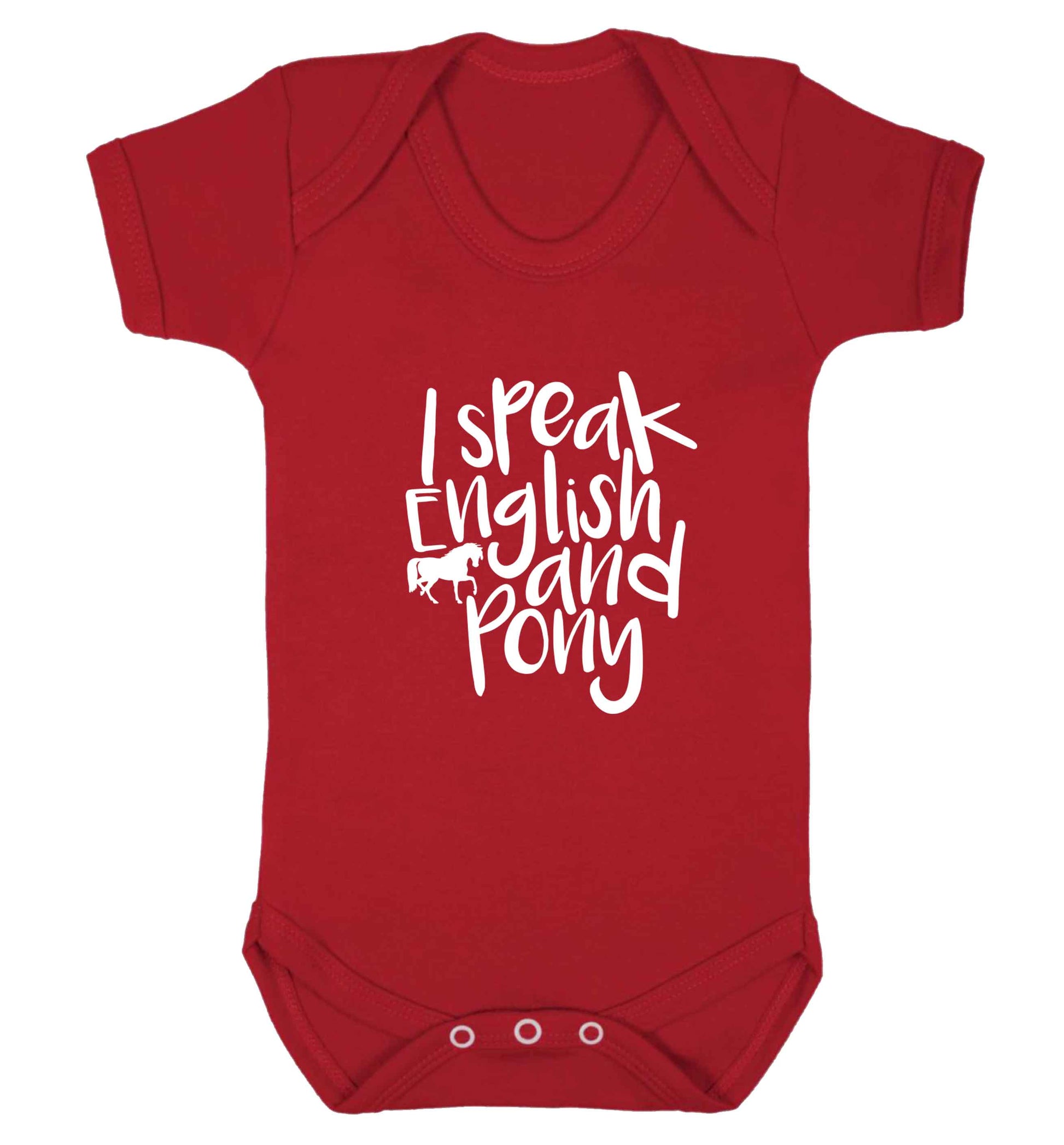 I speak English and pony baby vest red 18-24 months