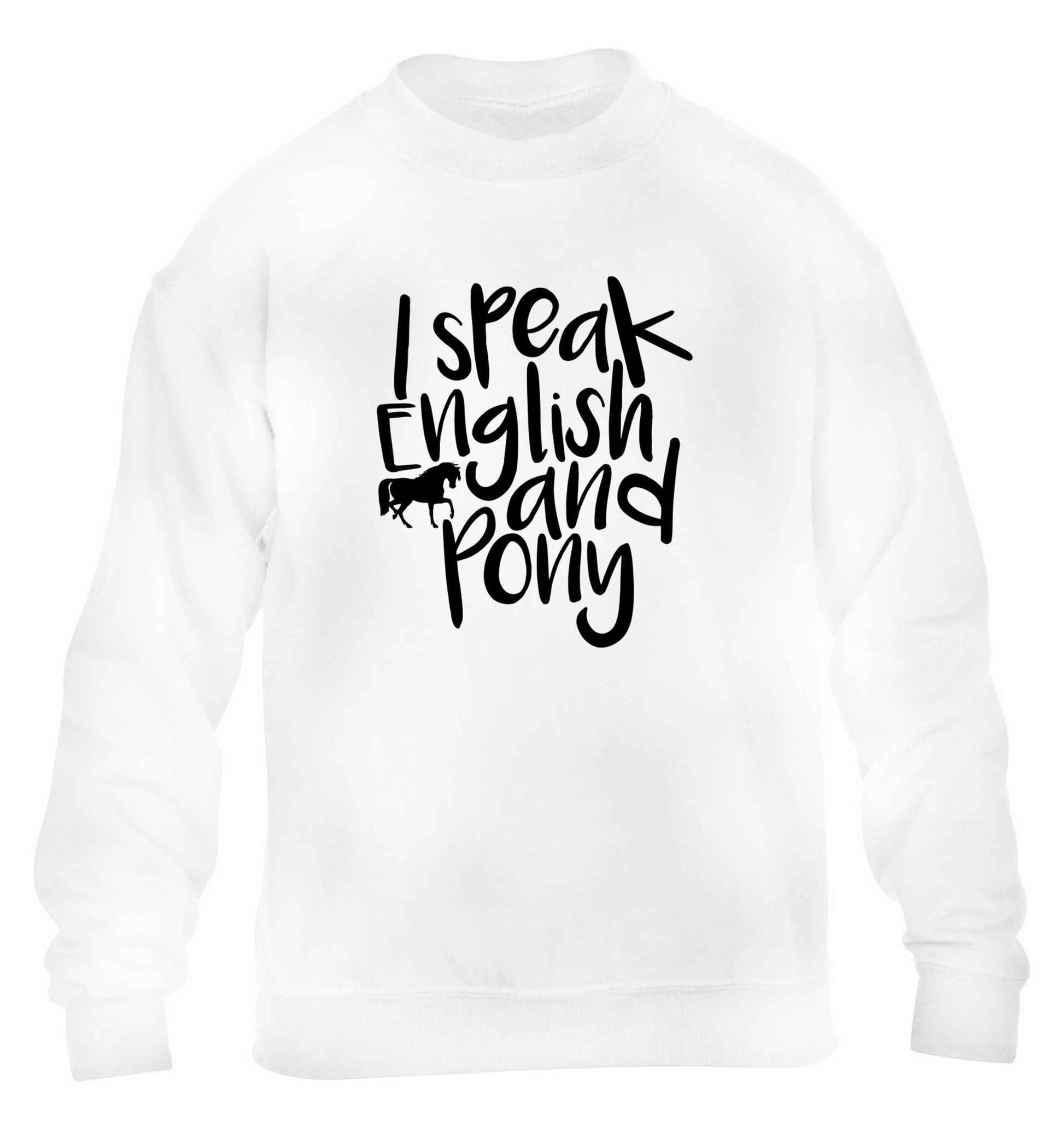I speak English and pony children's white sweater 12-13 Years