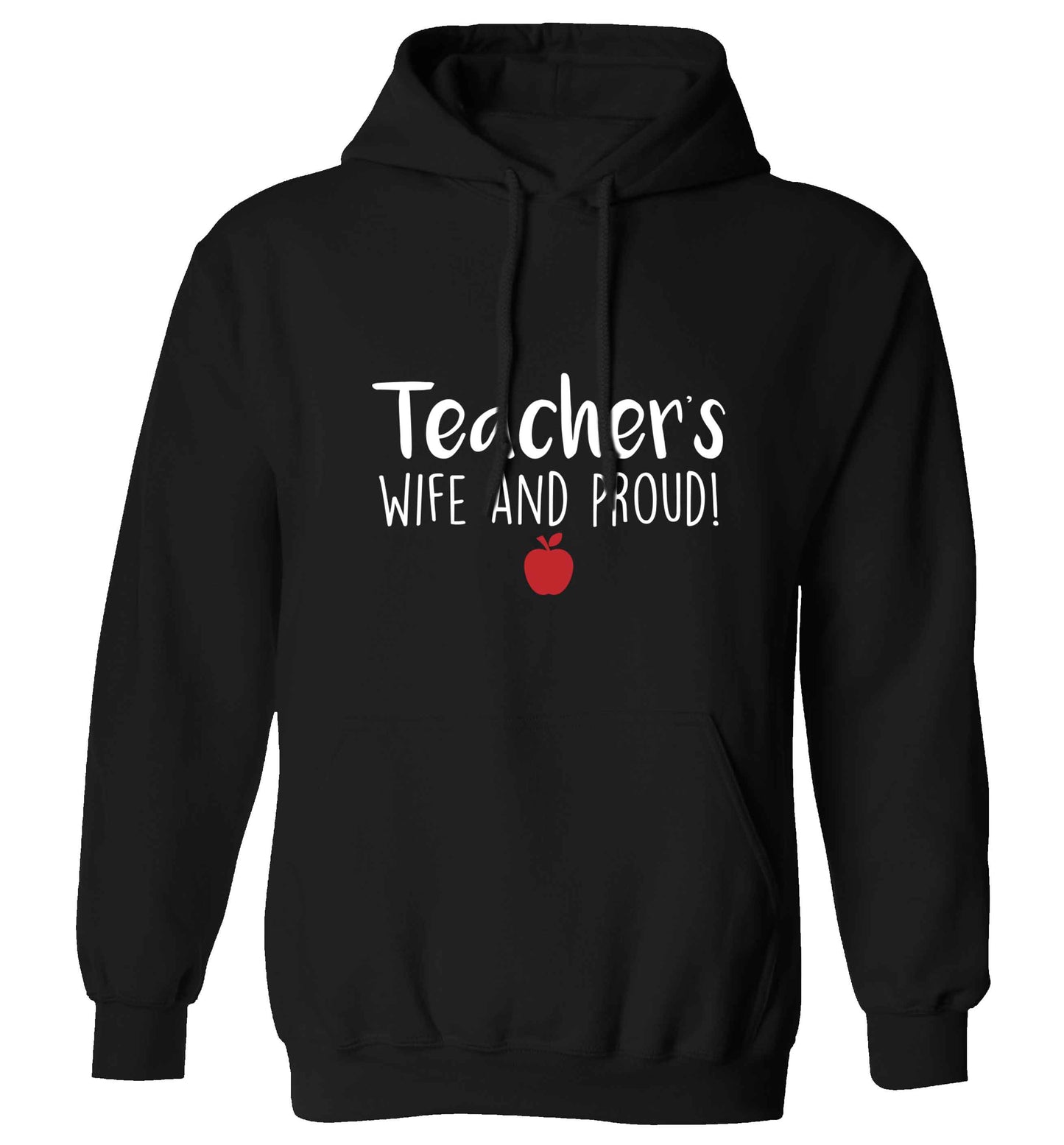 Teachers wife and proud adults unisex black hoodie 2XL