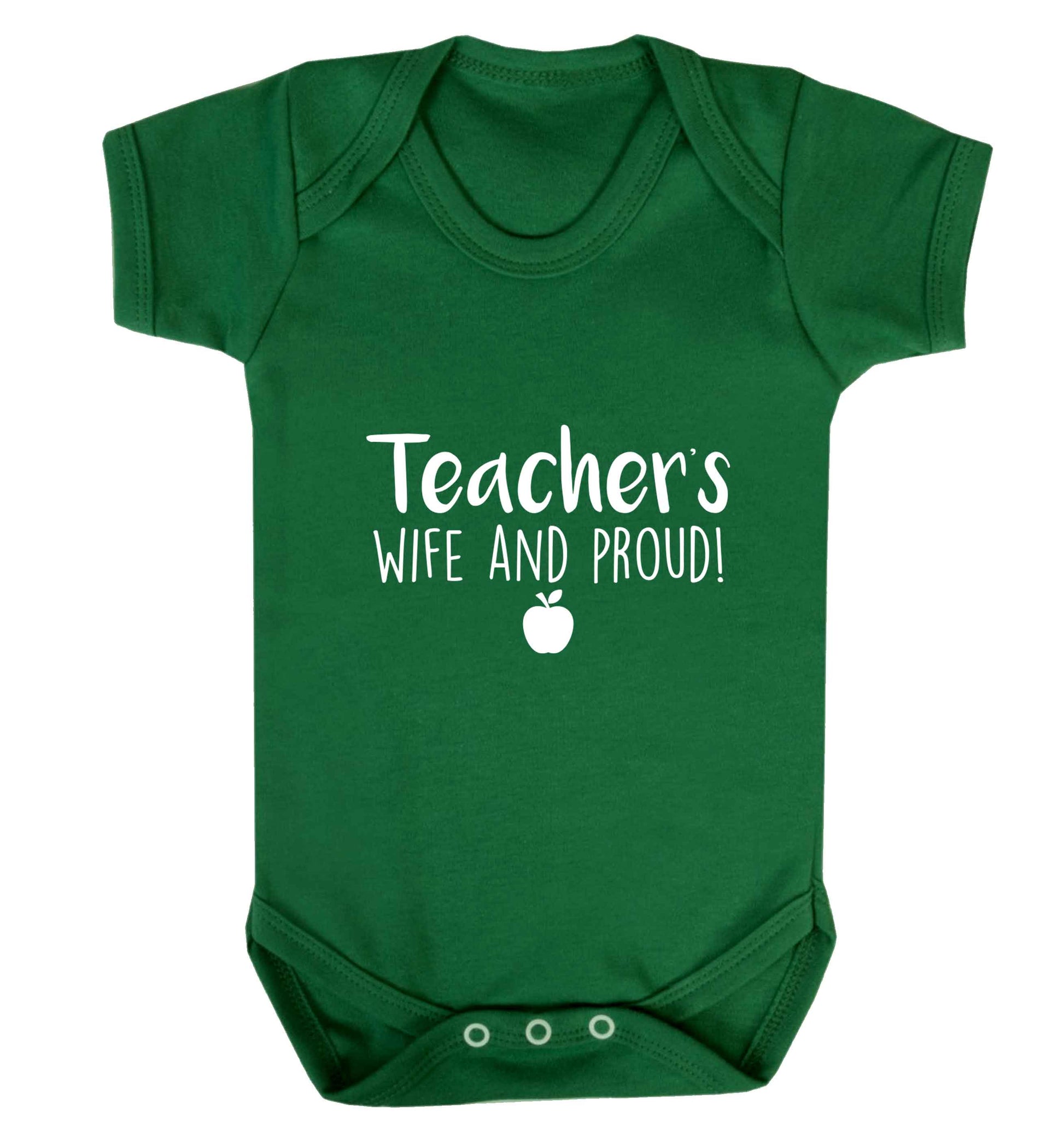 Teachers wife and proud baby vest green 18-24 months