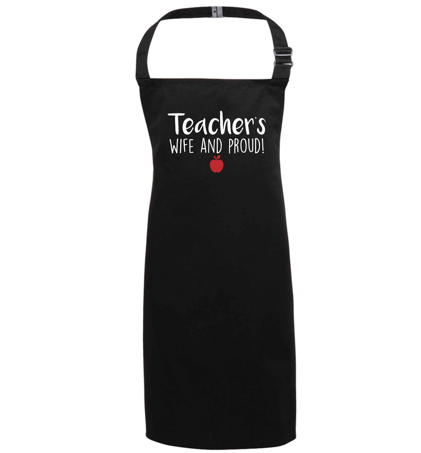 Teachers wife and proud black apron 7-10 years
