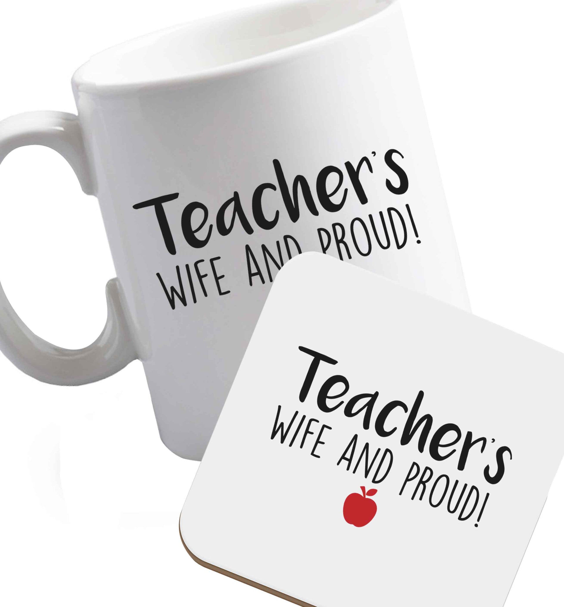 10 oz Favourite Type Pan Pancake ceramic mug and coaster set right handed