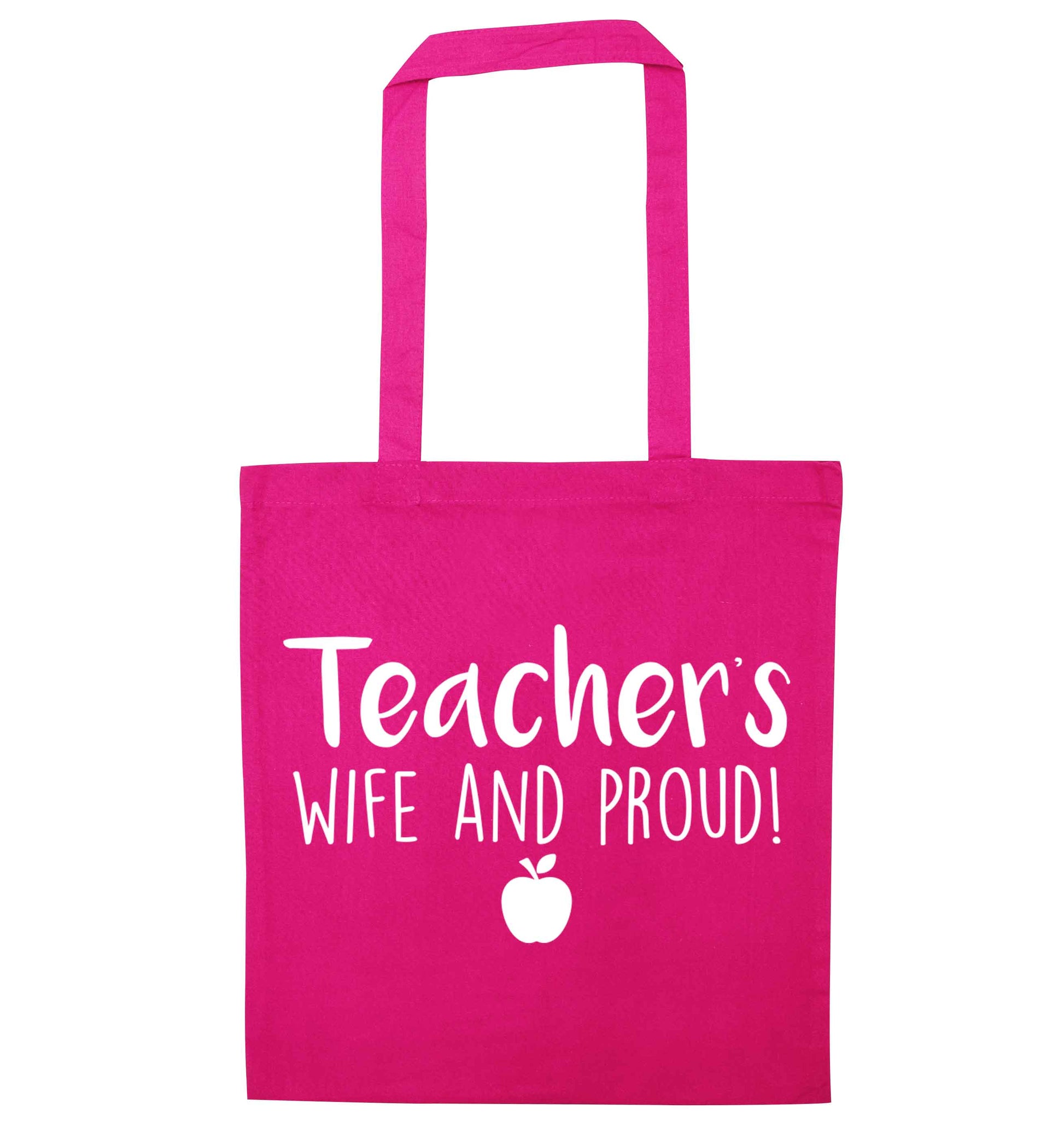 Teachers wife and proud pink tote bag